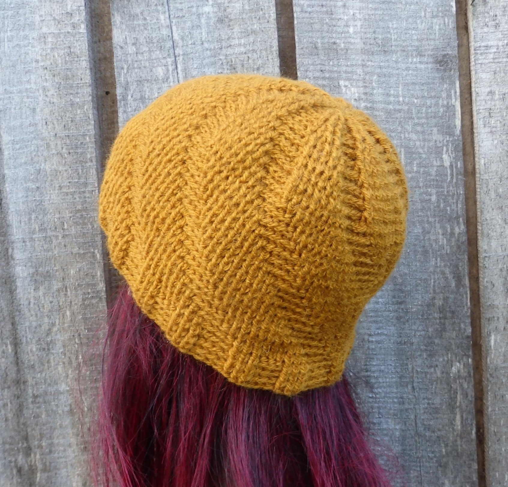 Crocheted orange women beanie hat, Handmade ribbed cap, mid season beanie