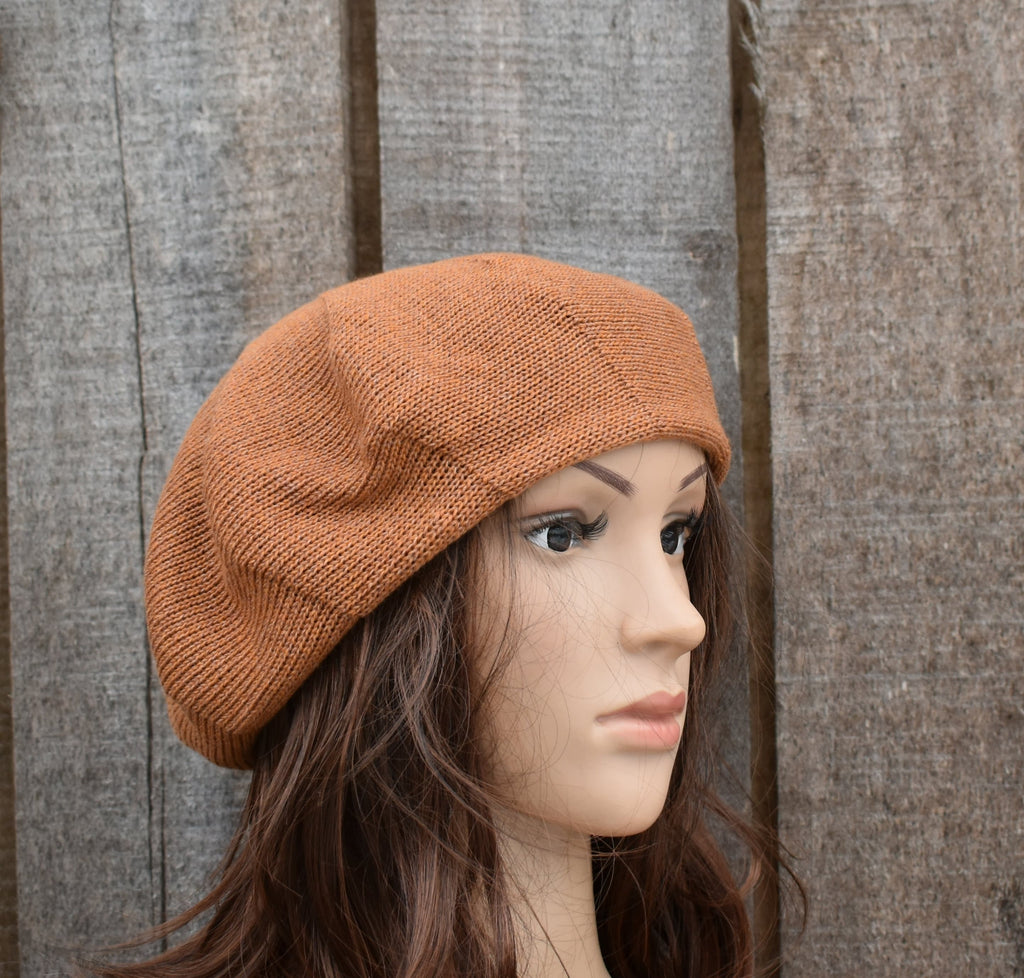 Plaid Cotton French Beret: Lightweight Breathable Knit Hat