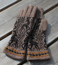 Knitted Wool Gloves: Reindeer Nordic Hand Warmers, Size M