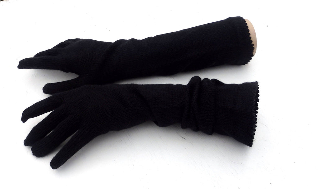 Pair of black gloves on a white background