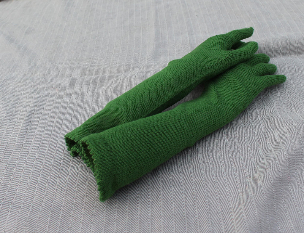 Knitted Long Wool Blend Gloves: Gray Arm Warmers