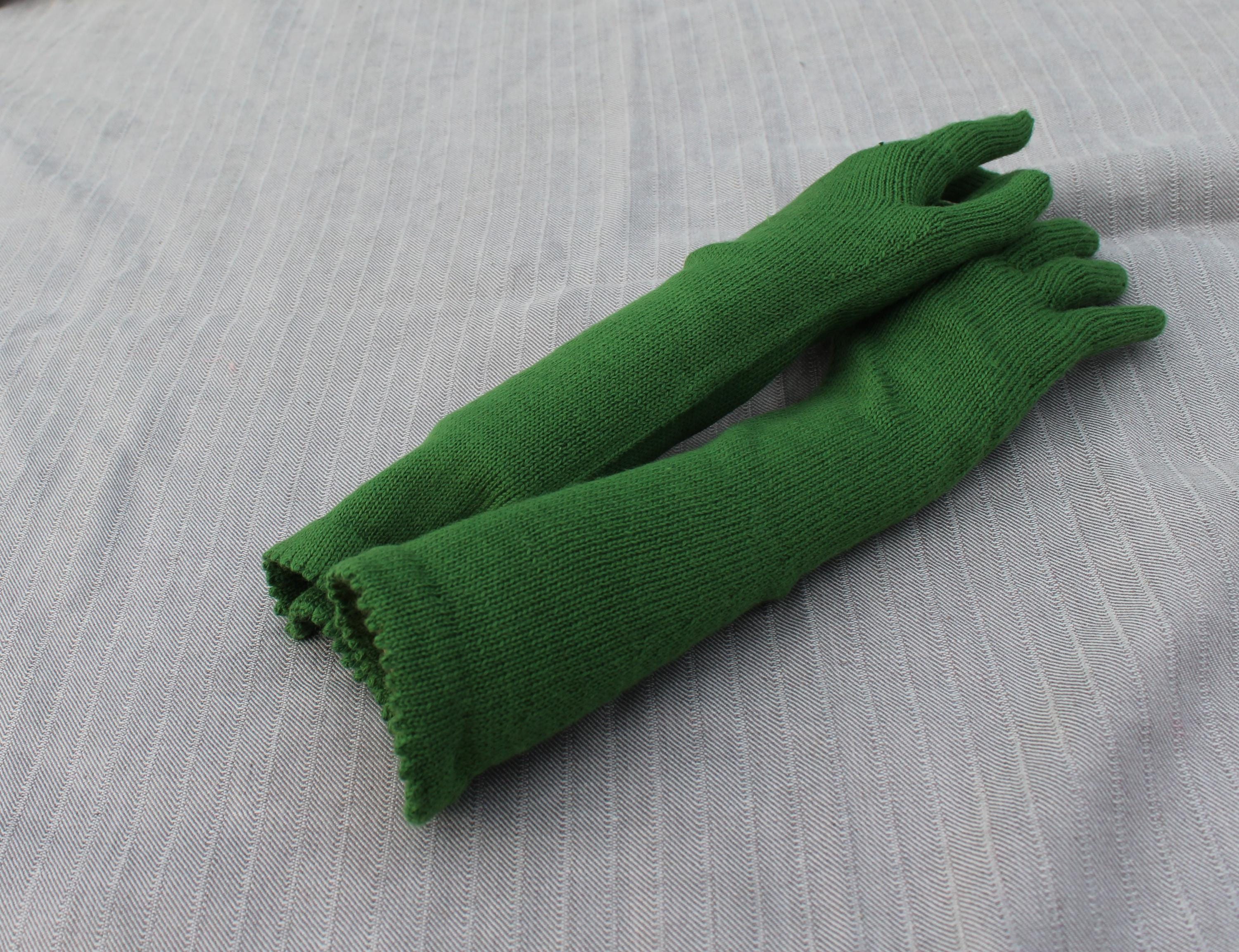Knitted Long Wool Blend Gloves: Gray Arm Warmers