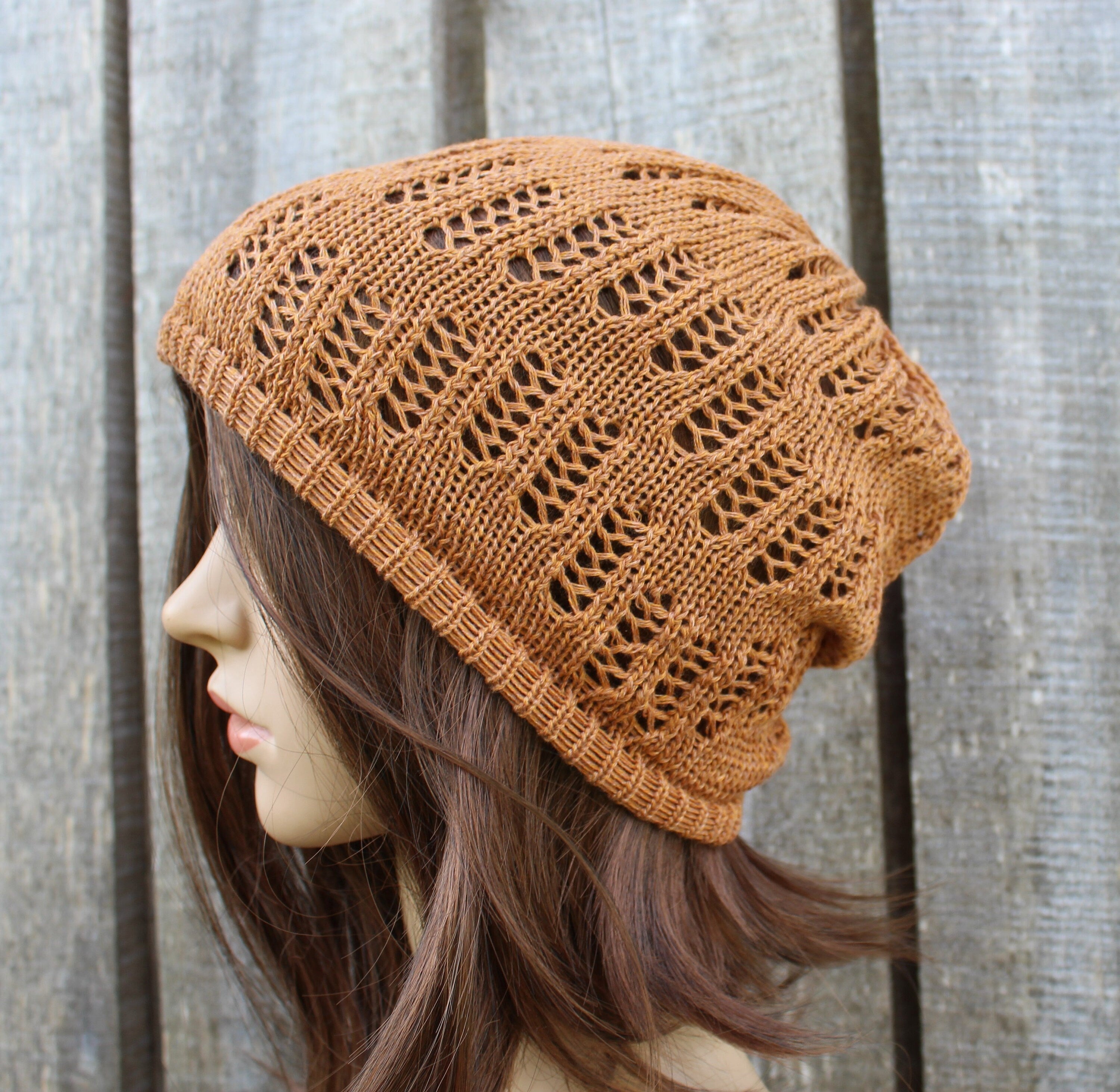 Knitted cotton white beanie, knit light weight summer beanie