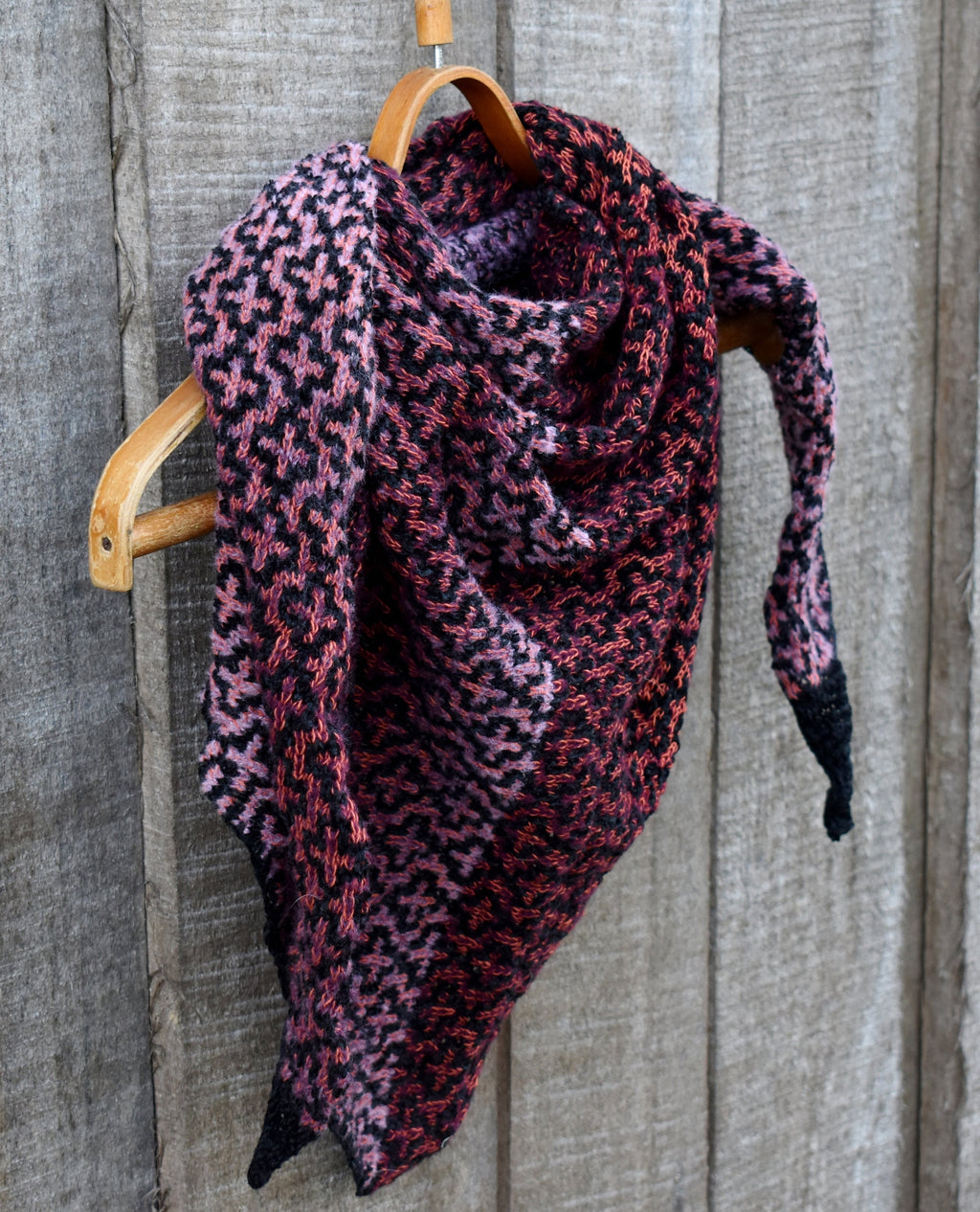 Hand-knitted triangle shawl, warm kerchief.