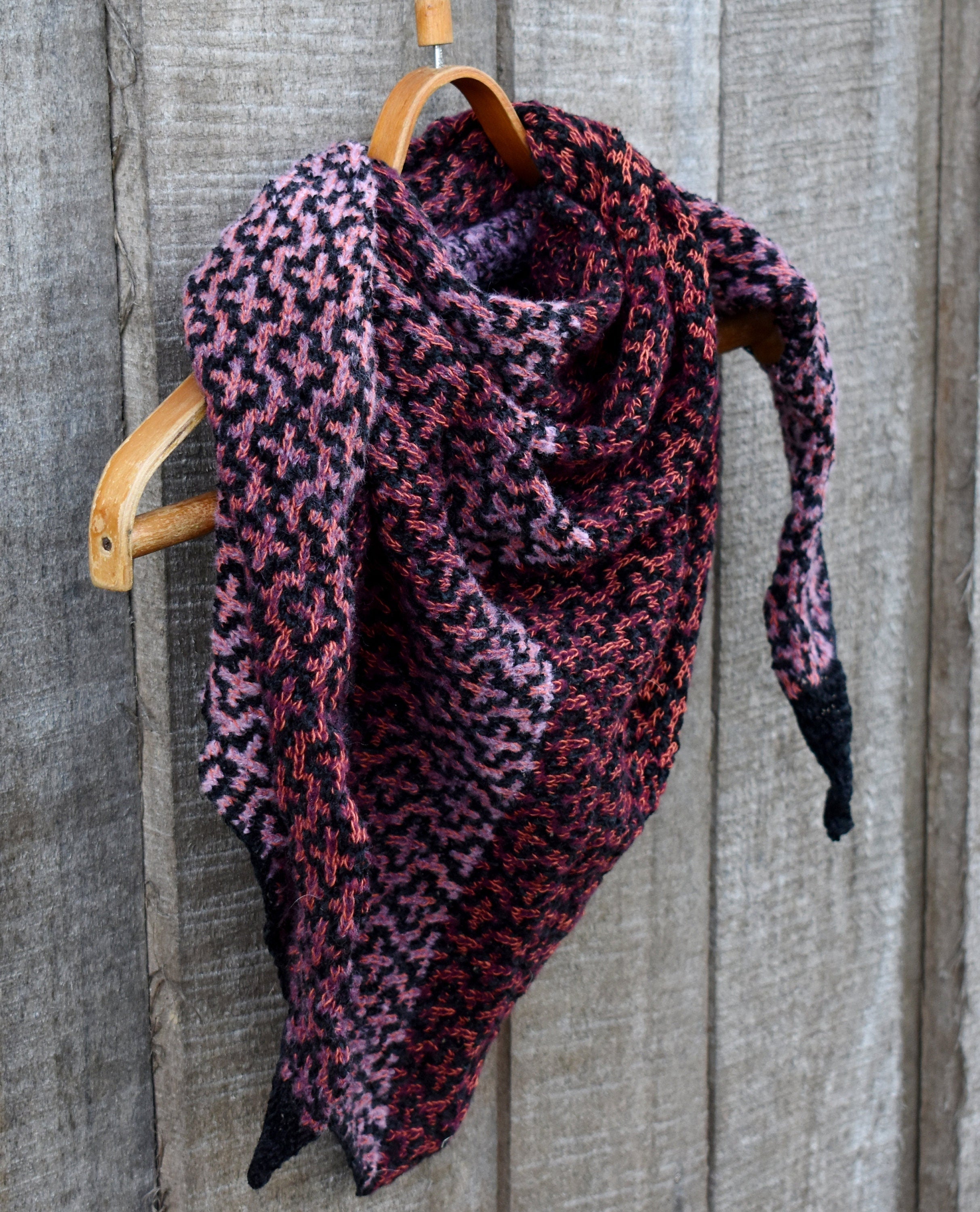 Hand-knitted triangle shawl, warm kerchief.
