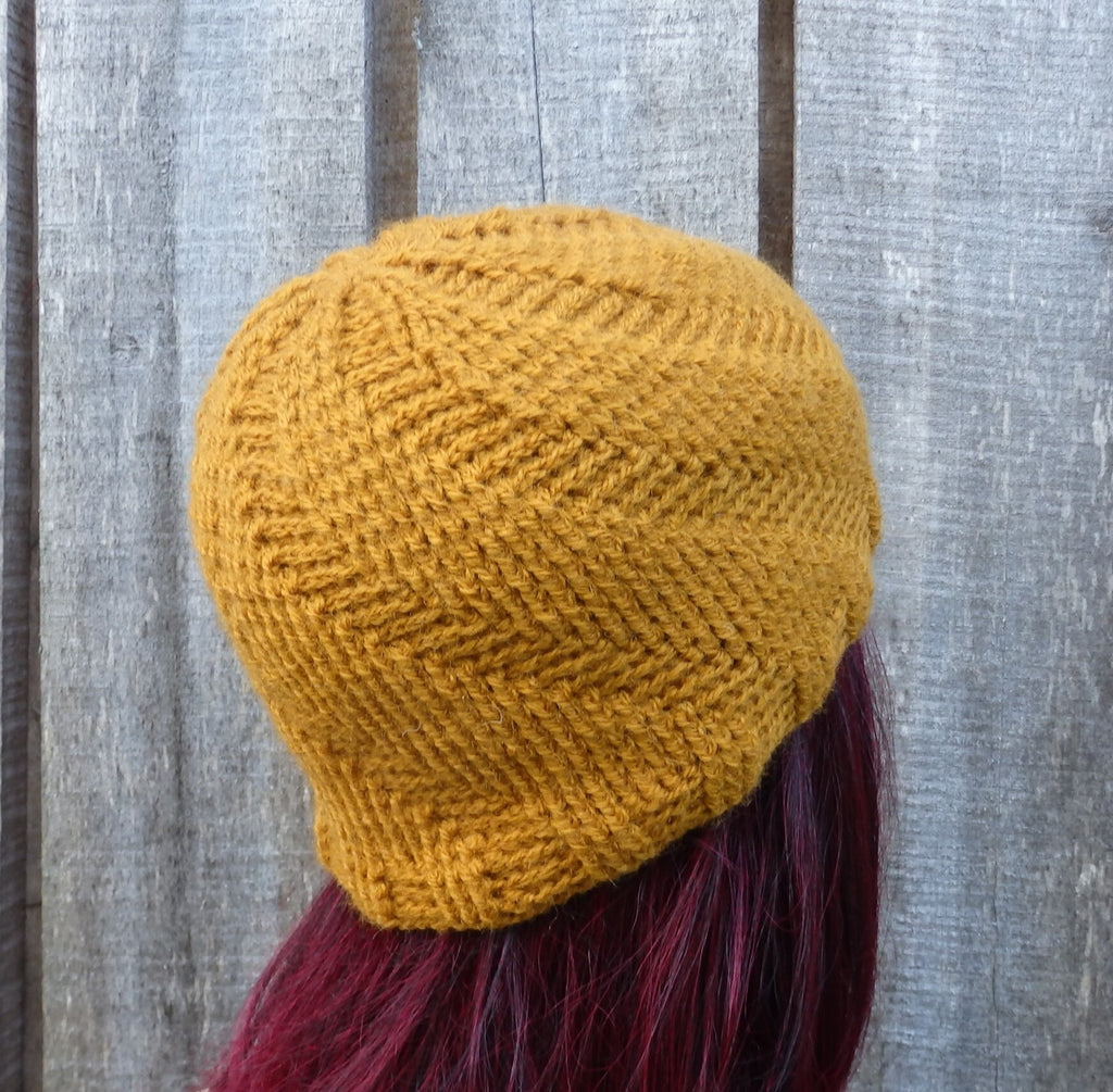 Crocheted orange women beanie hat, Handmade ribbed cap, mid season beanie