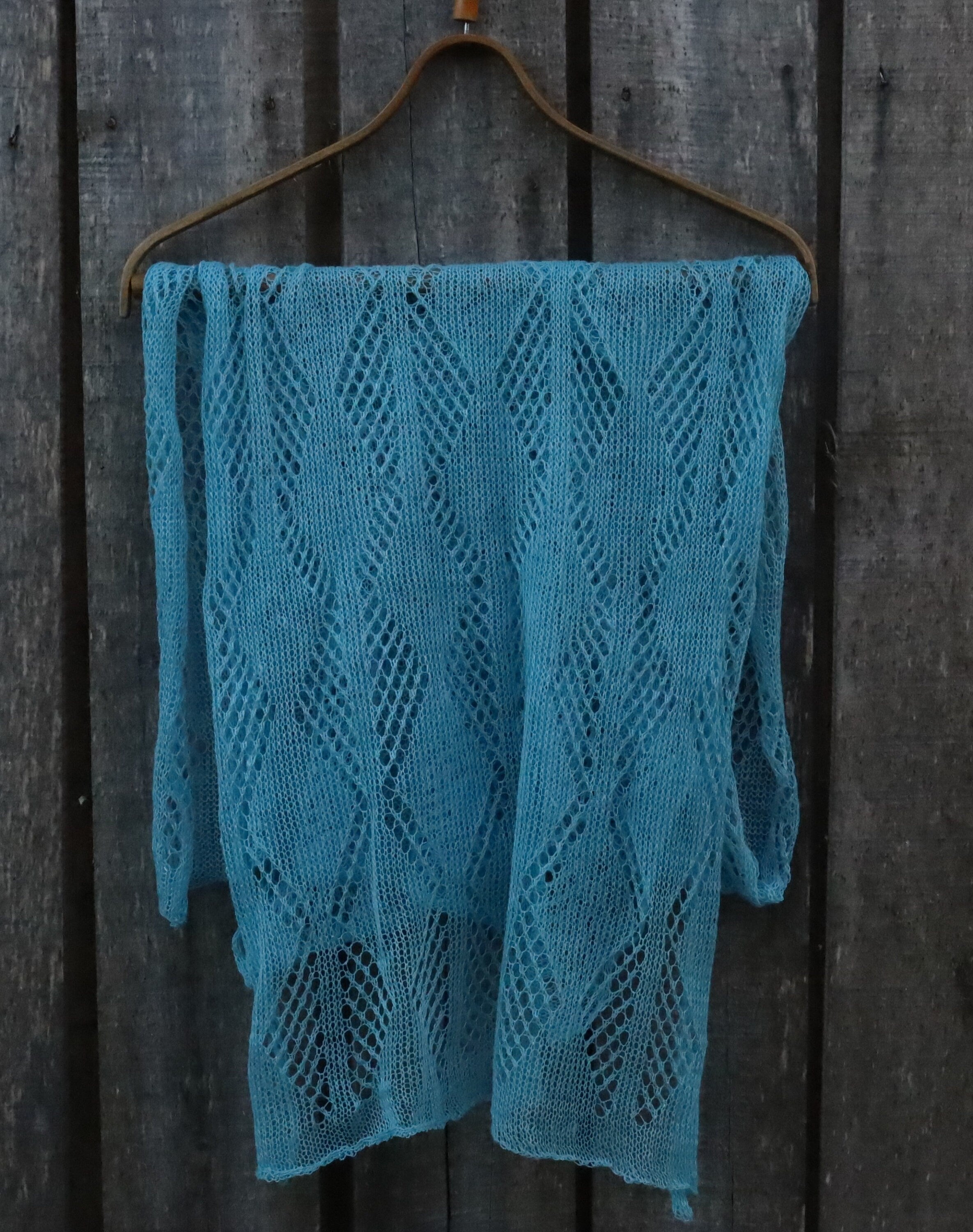 White Natural Linen Knitted Lace Scarf