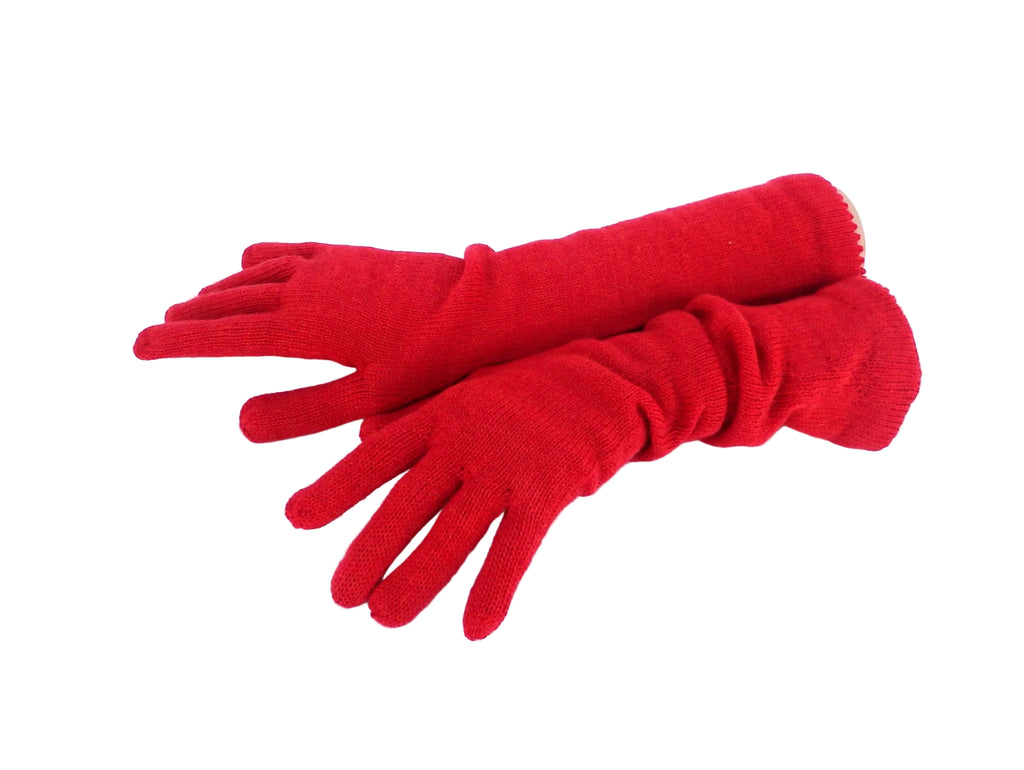 Pair of red gloves on a white background