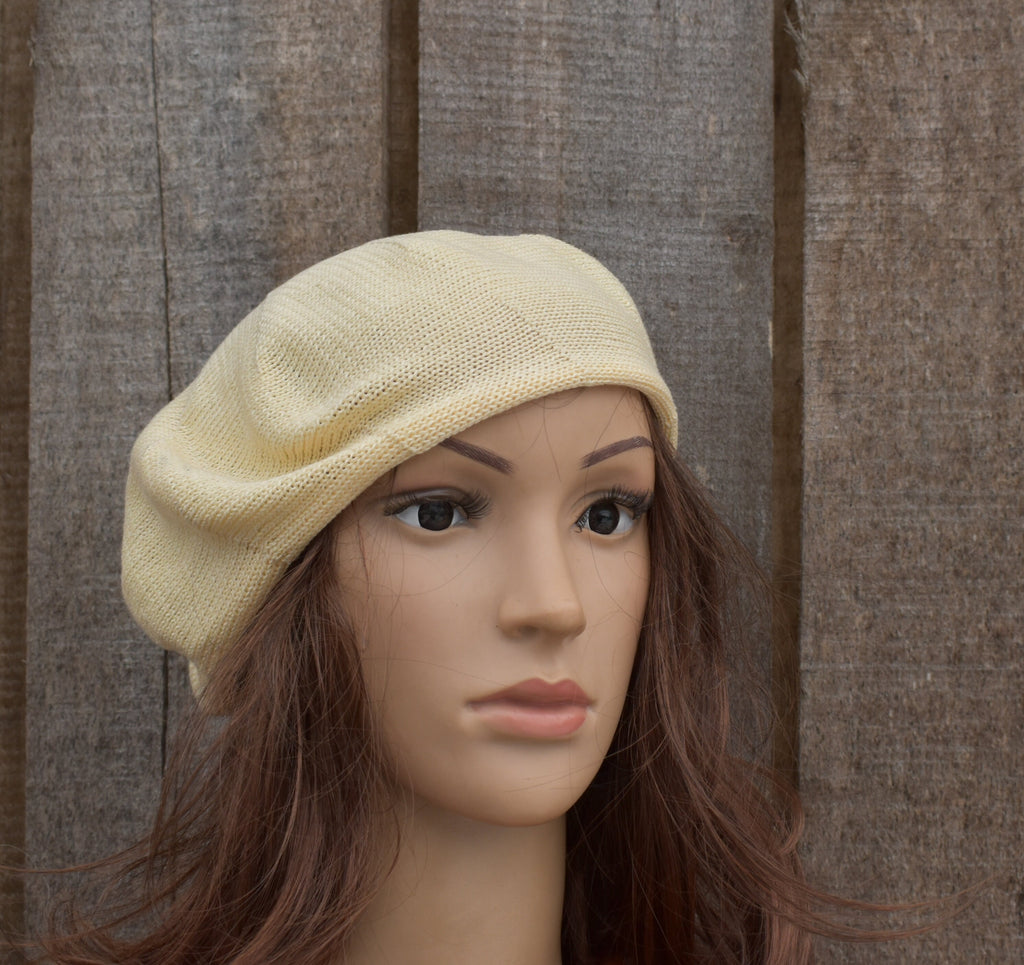 Plaid Cotton French Beret: Lightweight Breathable Knit Hat
