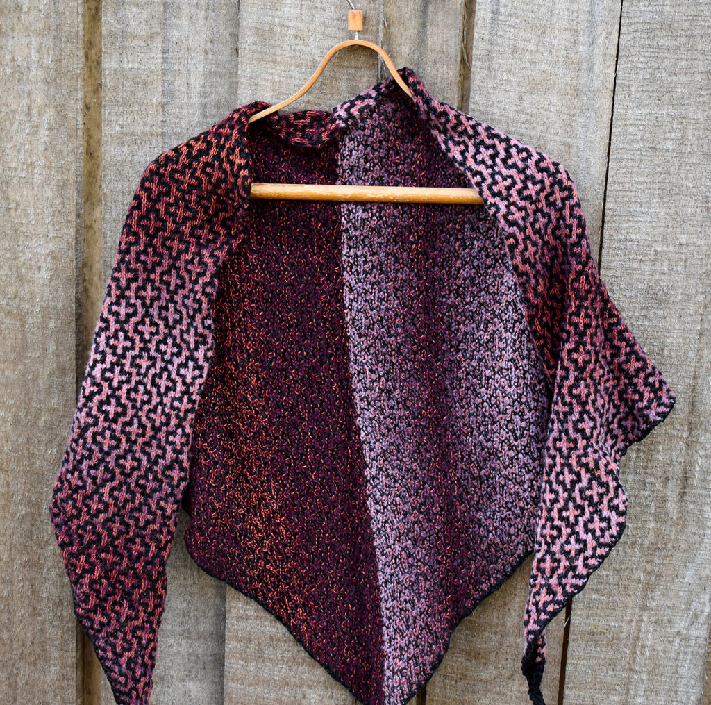 Hand-knitted triangle shawl, warm kerchief.