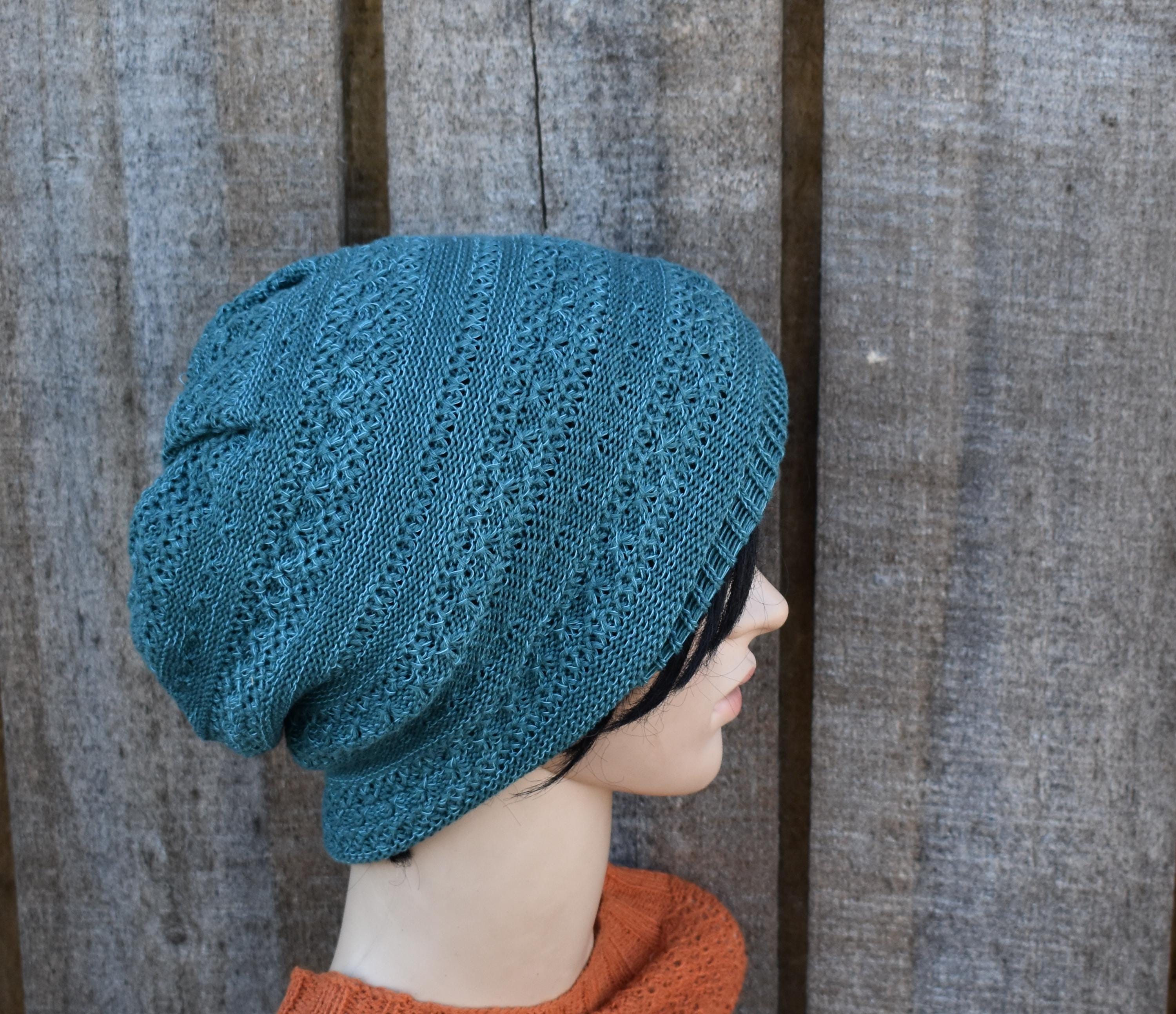 Knitted Cotton Summer Beanie: Breathable Slouch Hat, Beige