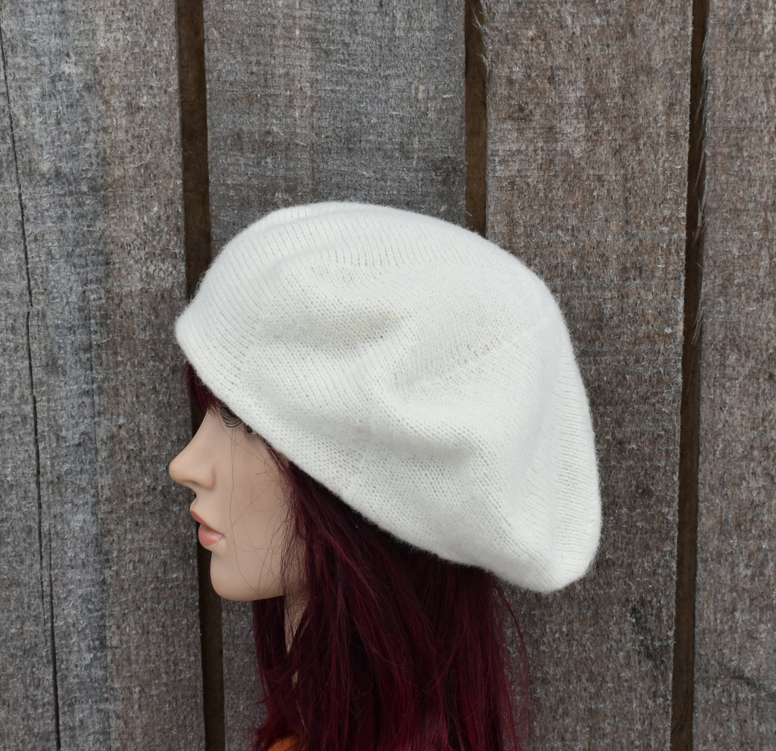 Cozy Wool Beret: Handmade Knit Women Hat - Slouchy French Style