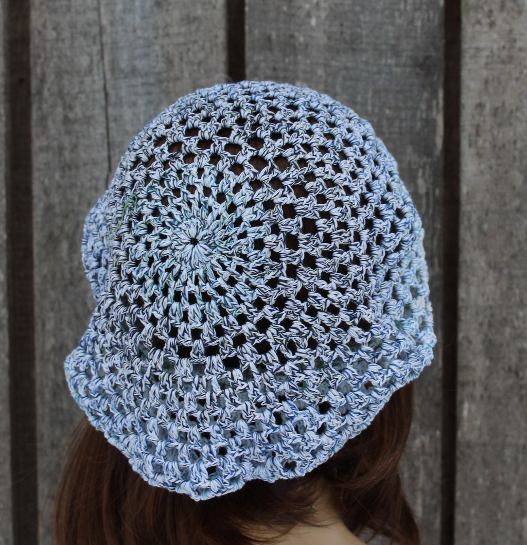 Handmade Colorful Crocheted Cotton Beret - Size M