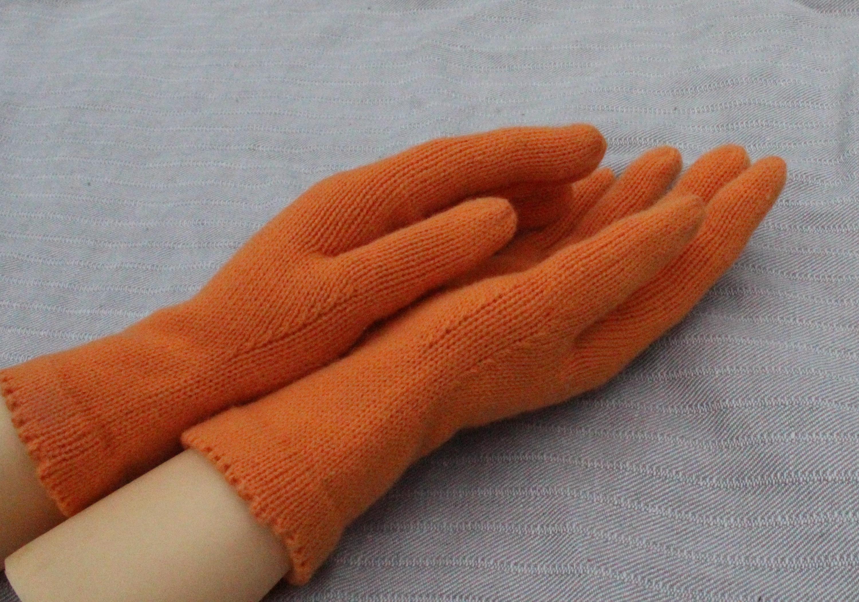 Merinowolle Strick-Fingerhandschuhe, Größe M Handwärmer