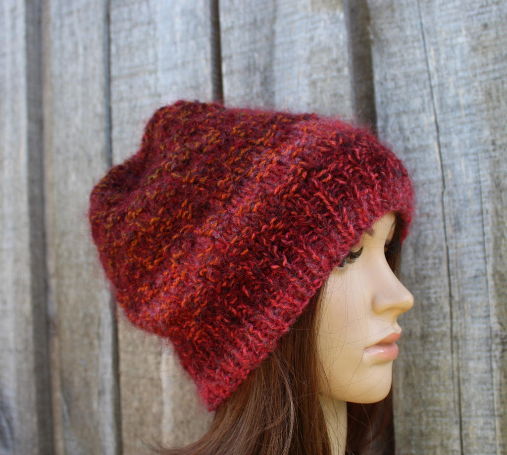 Hand Knit striped mohair hat - Stylish Winter Accessory