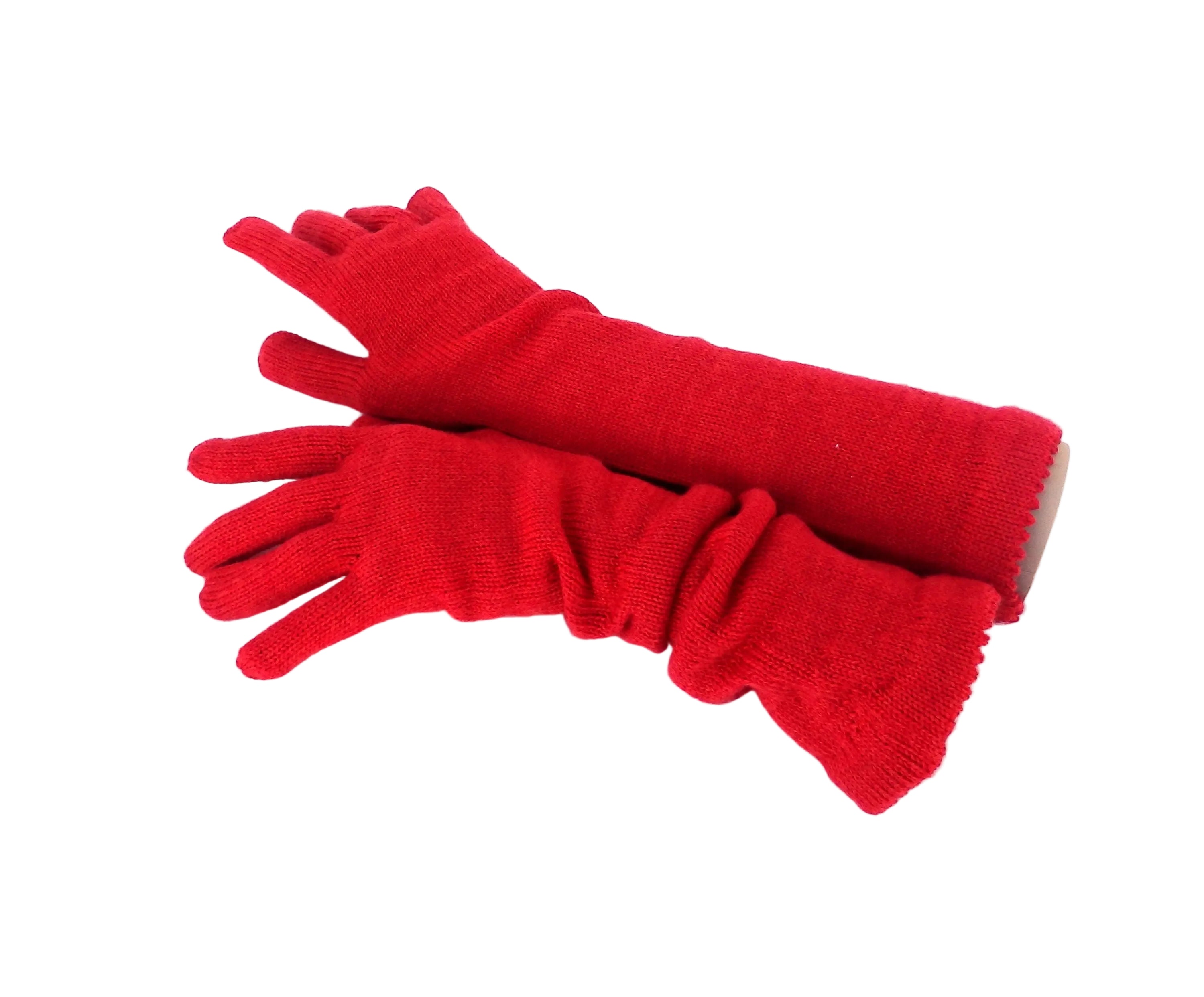 Pair of red gloves on a white background