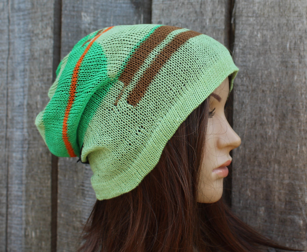 knitted colorful linen summer hat, breathable thin beanie, multicolor cap