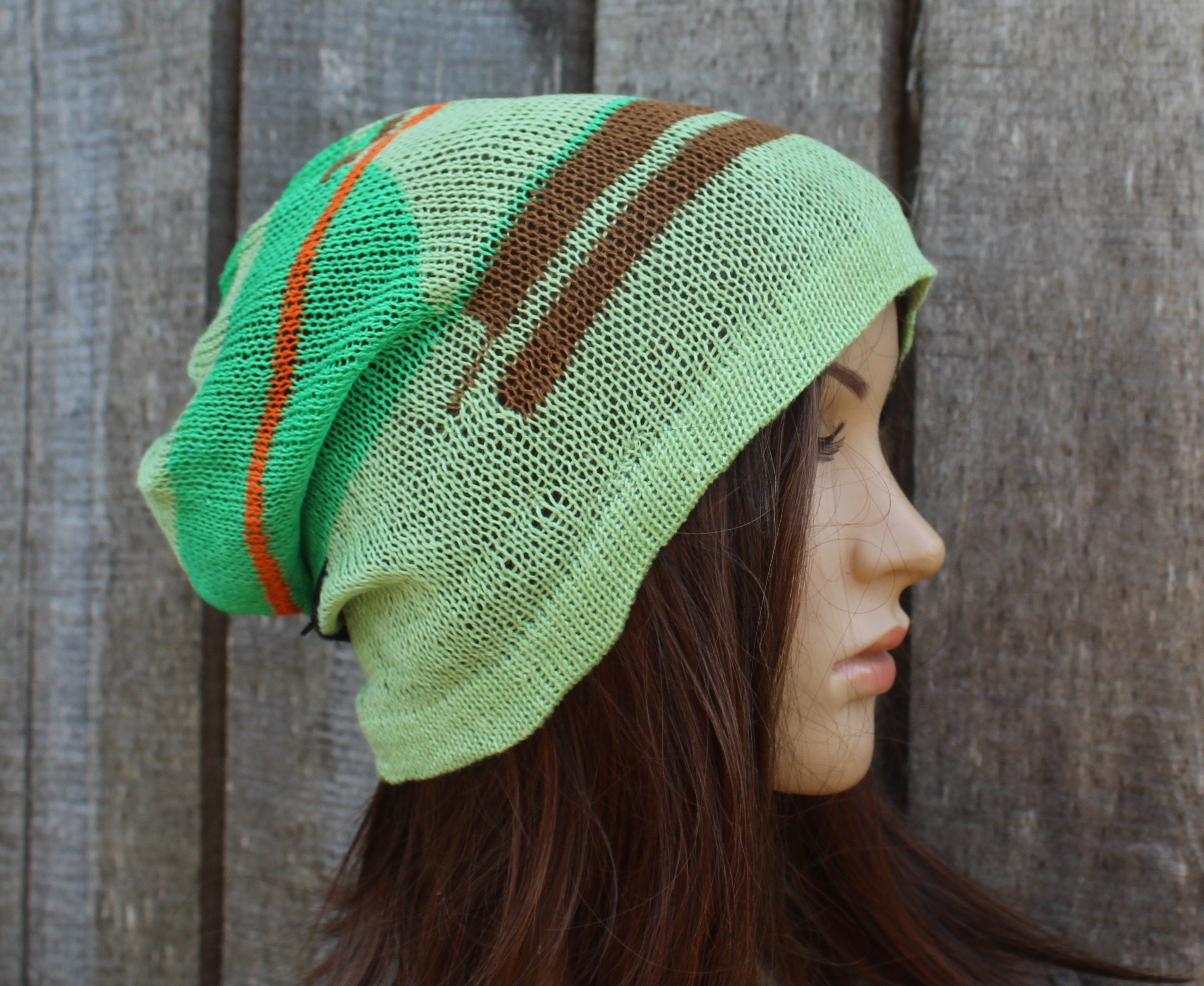 knitted colorful linen summer hat, breathable thin beanie, multicolor cap