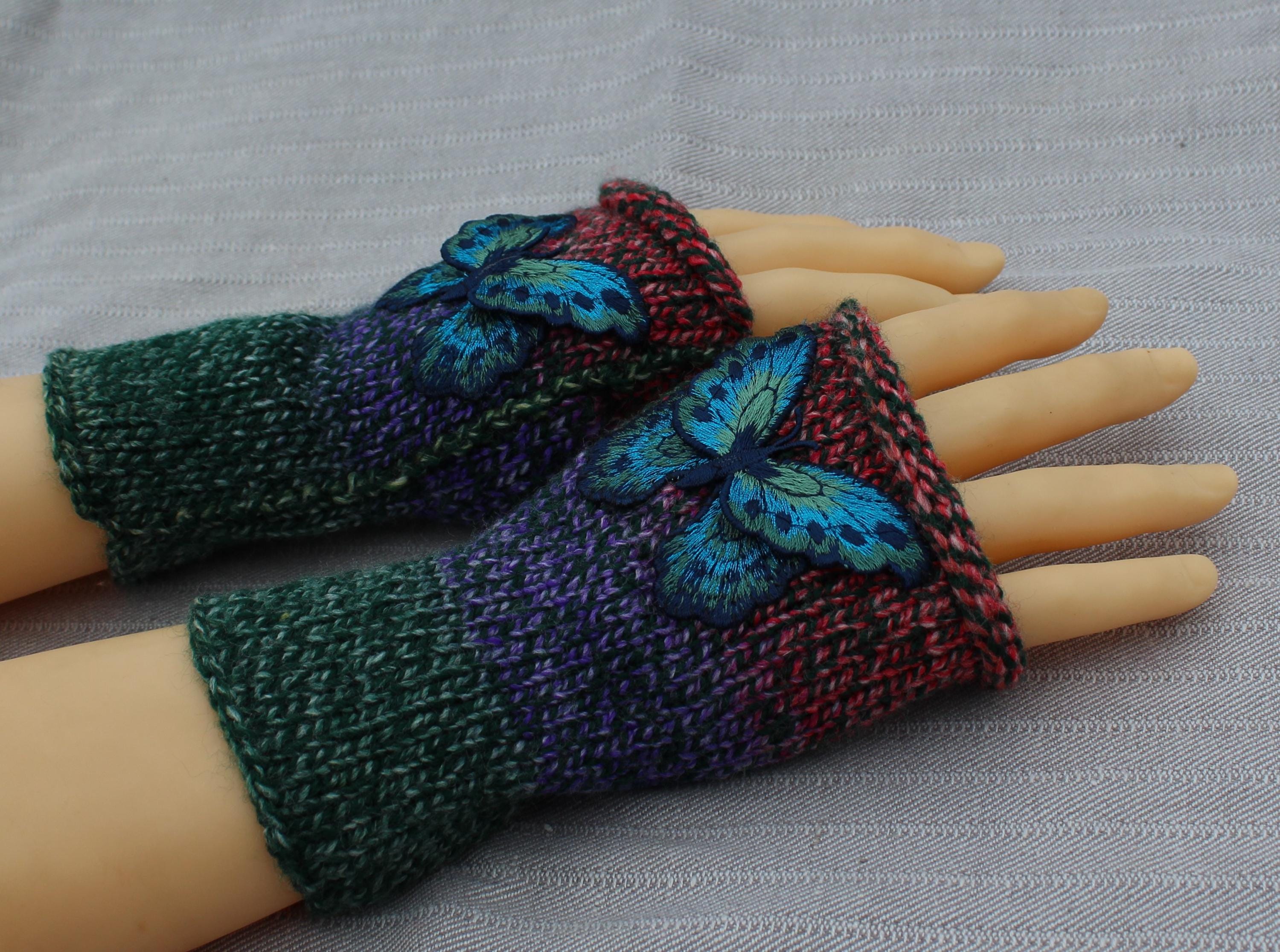 Acrylic Fingerless Gloves, knitted colorful arm warmers for mid season