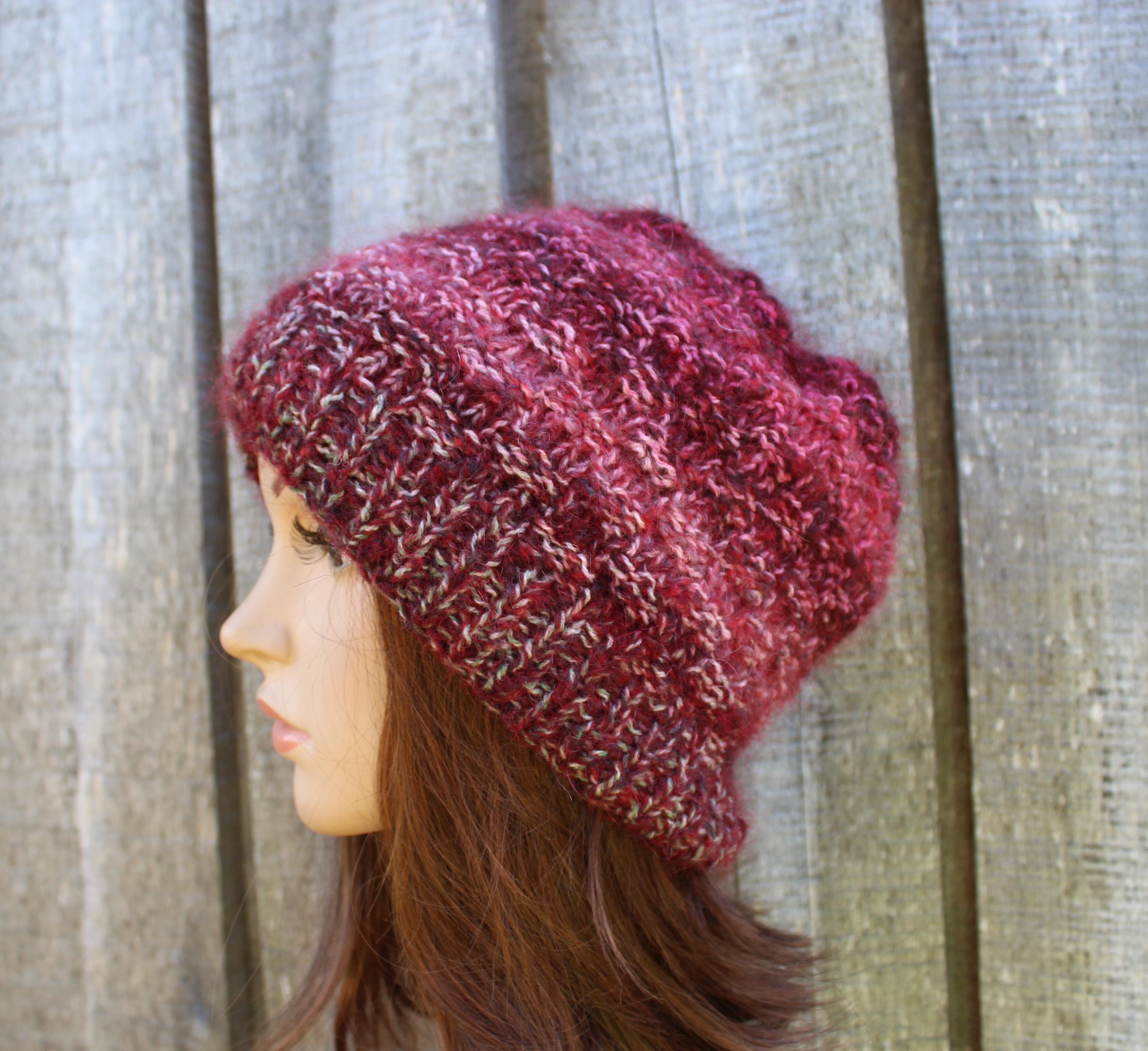 Hand Knit striped mohair hat - Stylish Winter Accessory