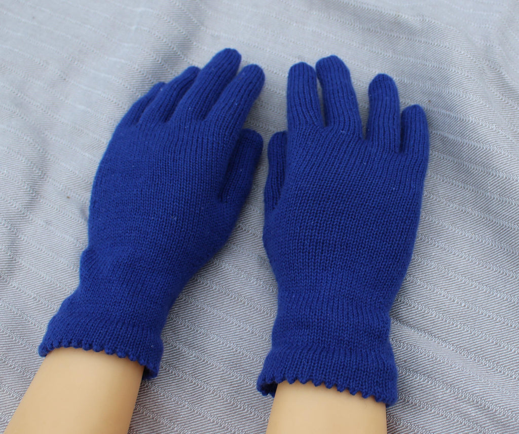Gestrickte Winterhandschuhe aus warmer Merinowolle in leuchtendem Pink für Damen, voll Finger, Outdoor-Handschuhe