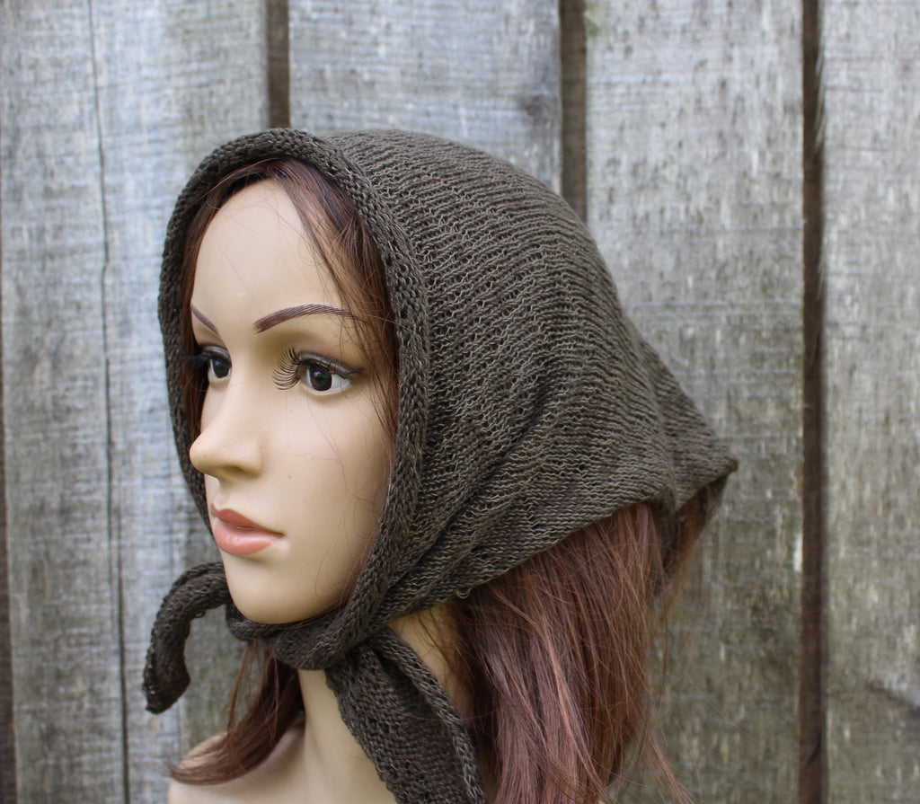 knit khaky cotton wool Kerchief / Headscarf