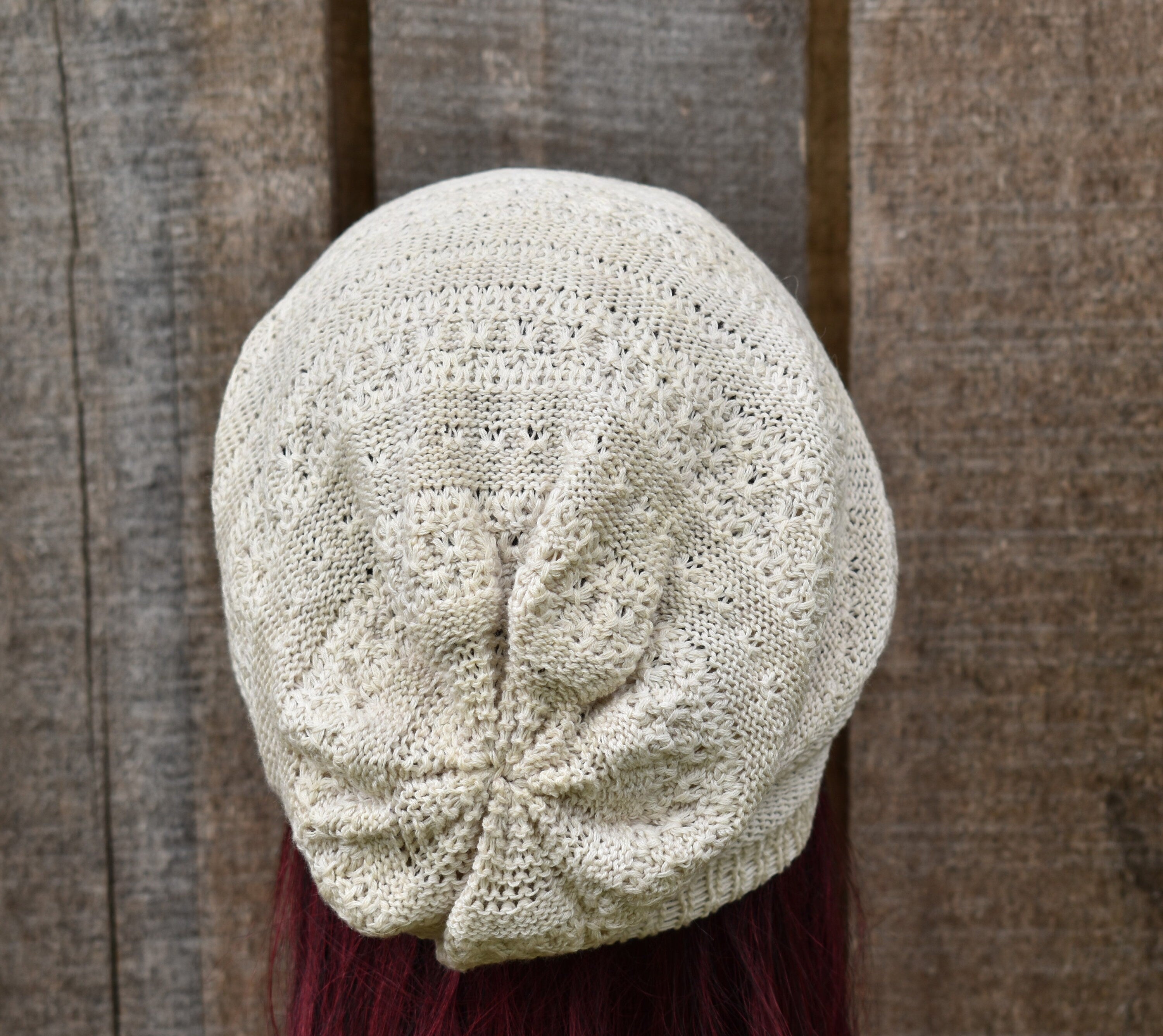 Knitted Cotton Summer Beanie: Breathable Slouch Hat, Beige