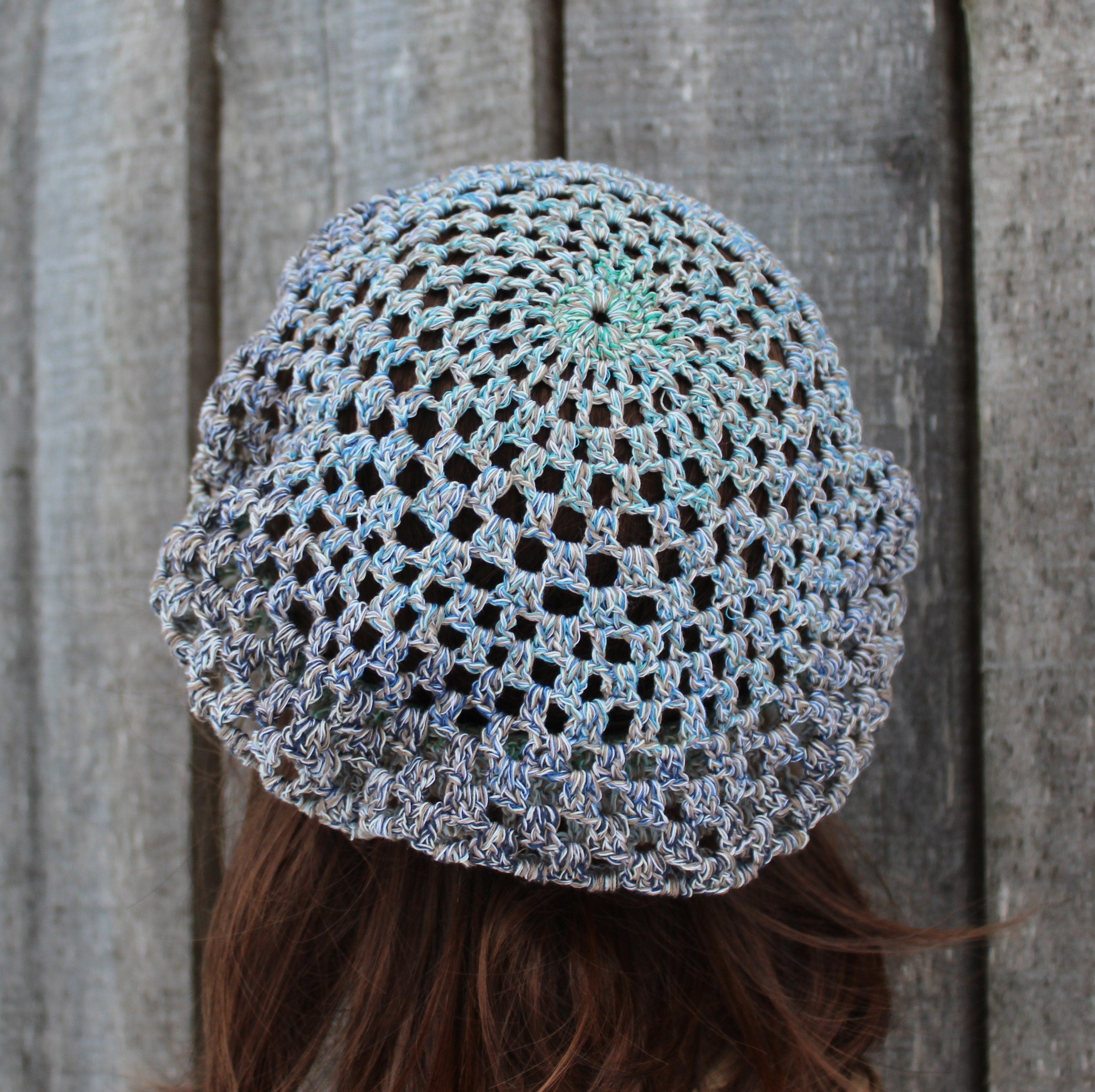 Handmade Colorful Crocheted Cotton Beret - Size M