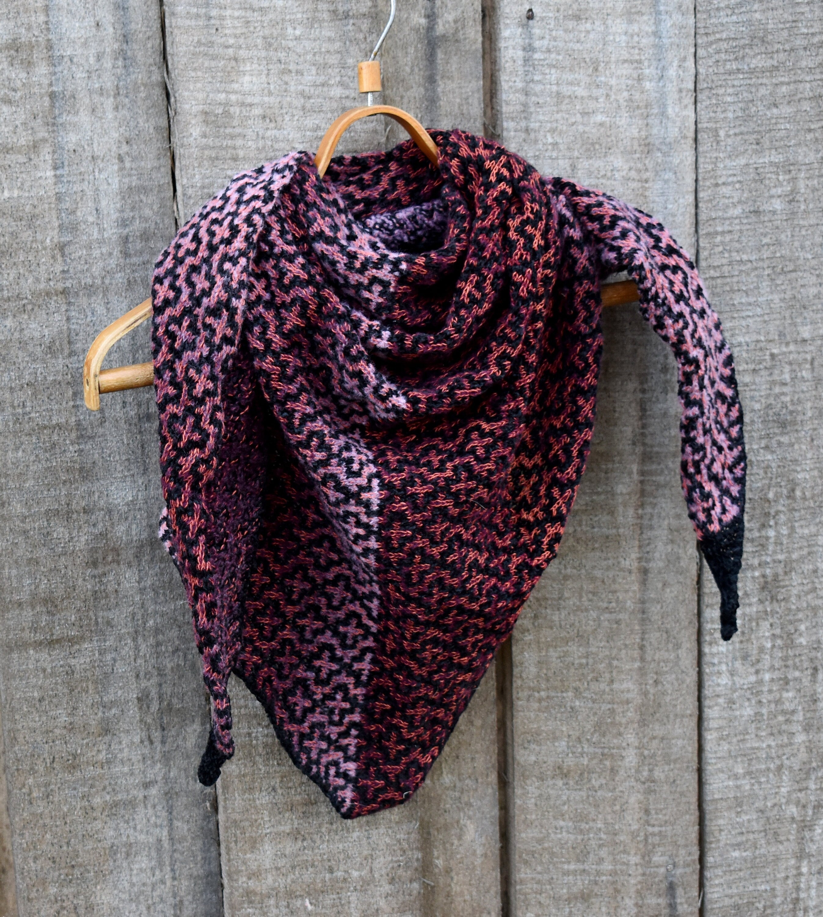 Hand-knitted triangle shawl, warm kerchief.