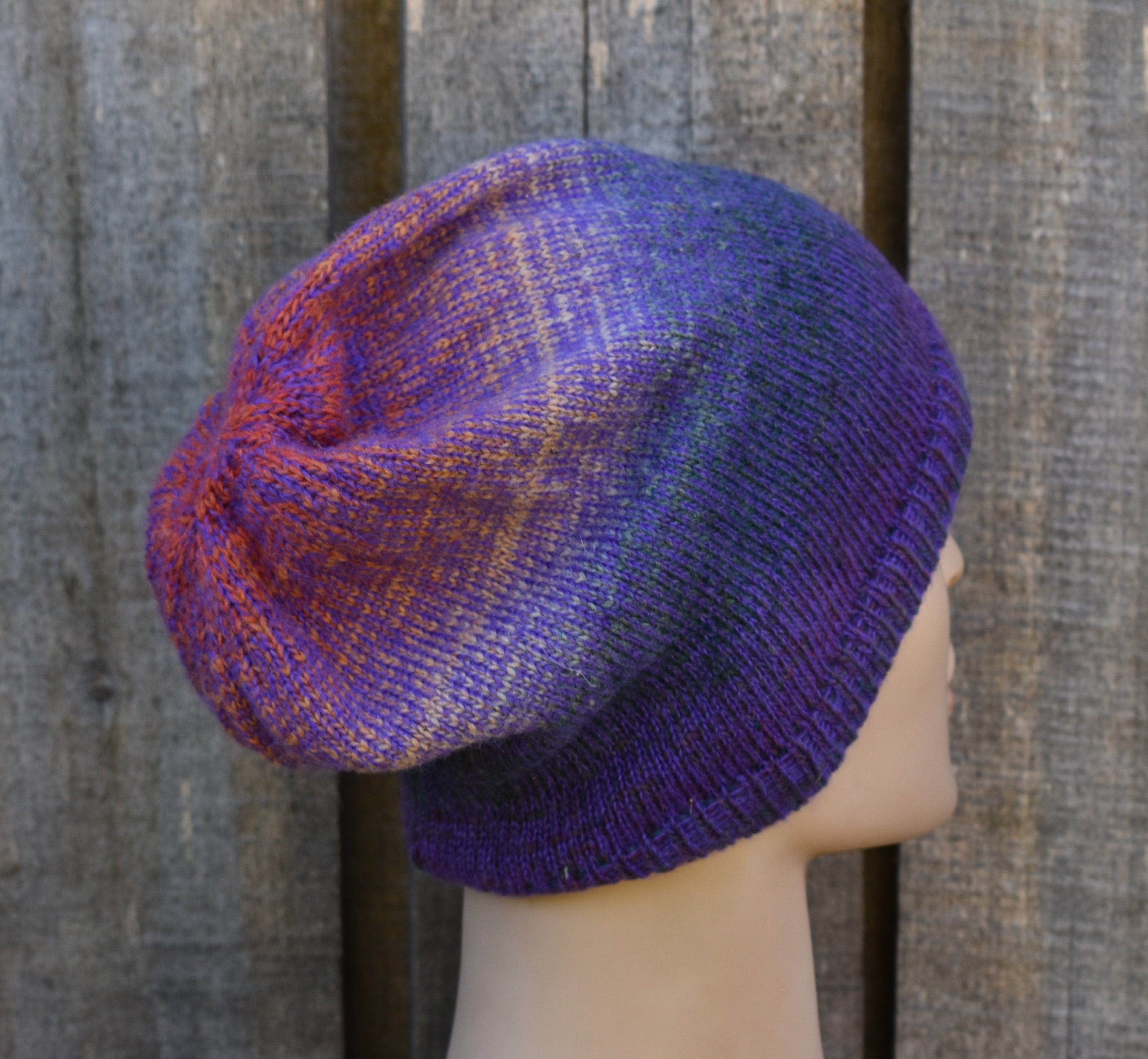 Handmade Wool Mohair Knit Beanie: Colorful Winter Hat.