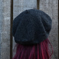 Knitted Wool Beret: Charcoal Gray Slouchy Hat