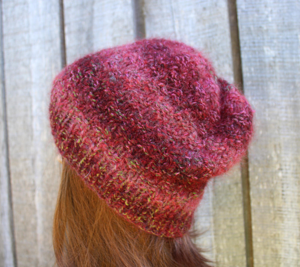 Hand Knit striped mohair hat - Stylish Winter Accessory