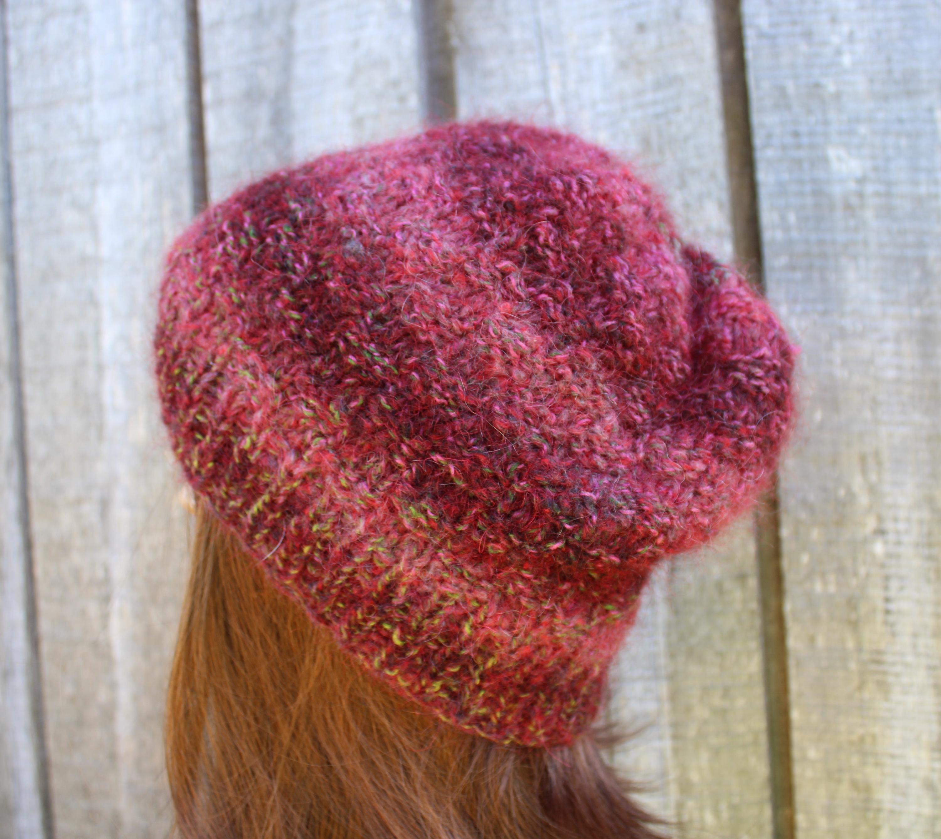 Hand Knit striped mohair hat - Stylish Winter Accessory