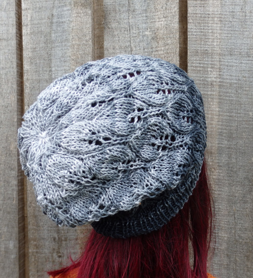 Hand Knit Cotton Lace Beanie: Colorful Gray Black Summer Hat