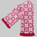 Red and white patterned mittens 