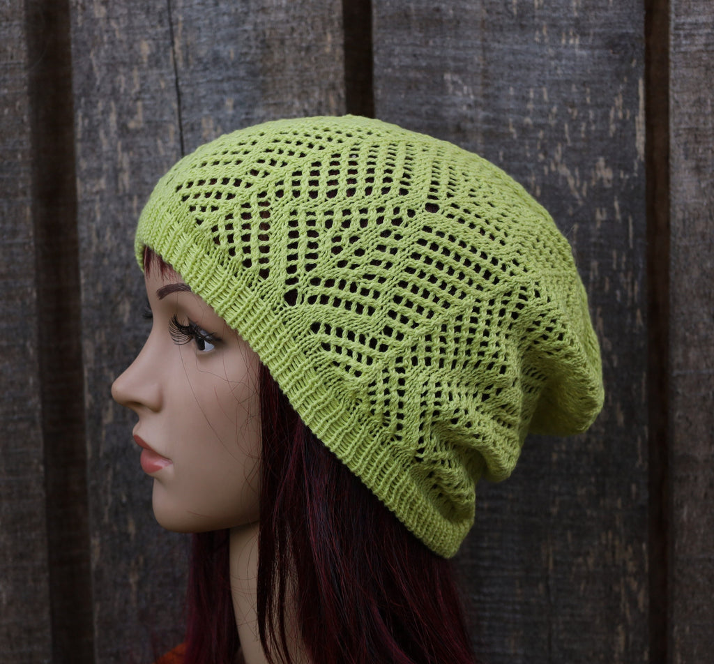 Knitted Cotton Lace Summer Hat: Lightweight Openwork Beanie