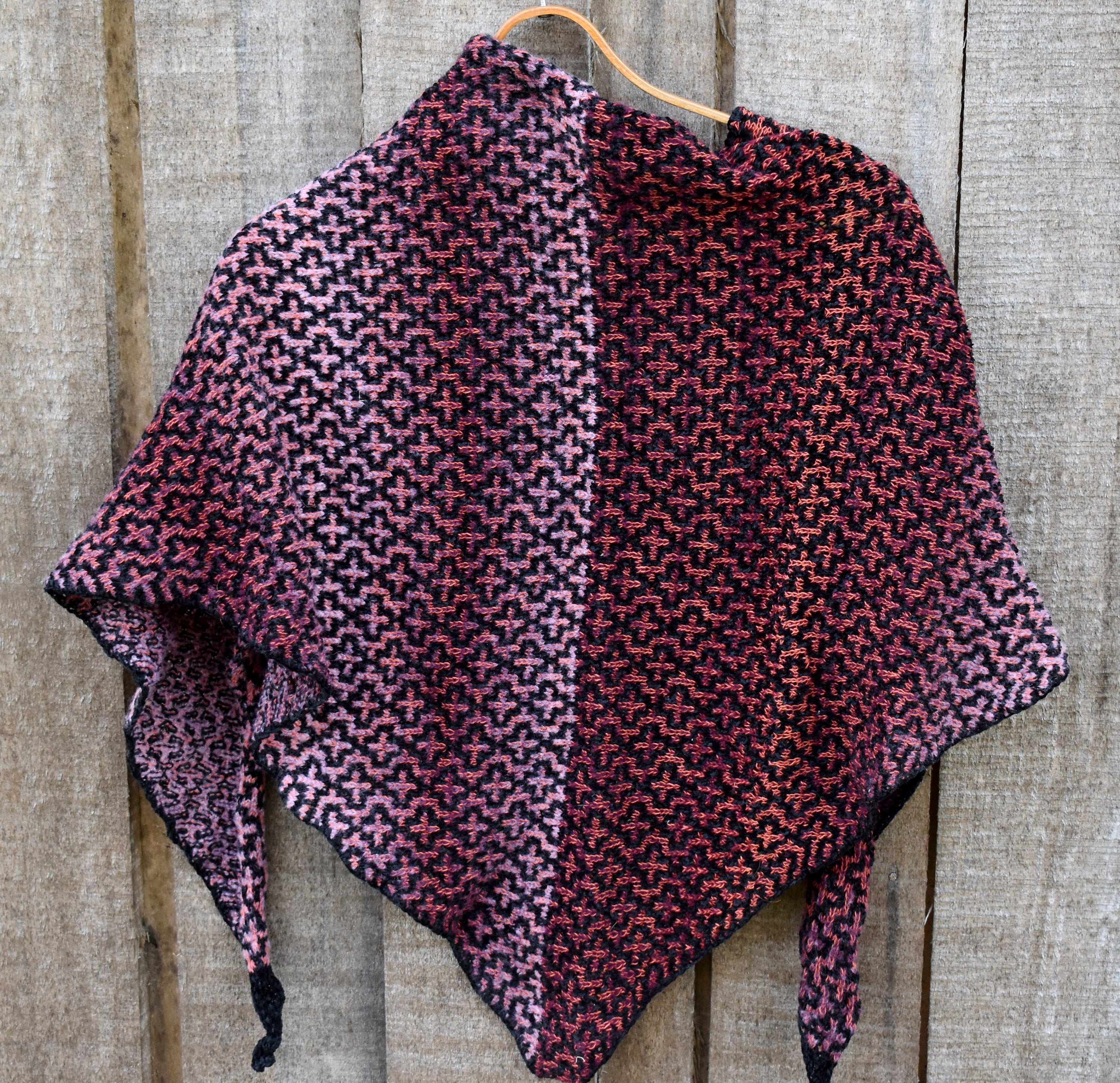Hand-knitted triangle shawl, warm kerchief.