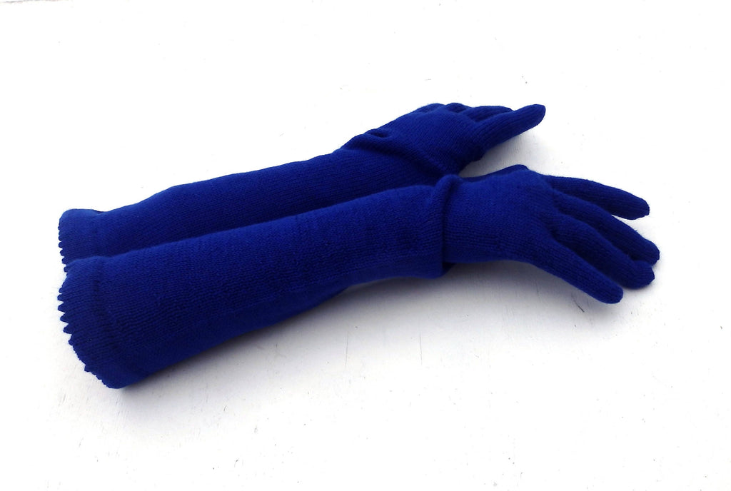 Pair of blue gloves on a white background