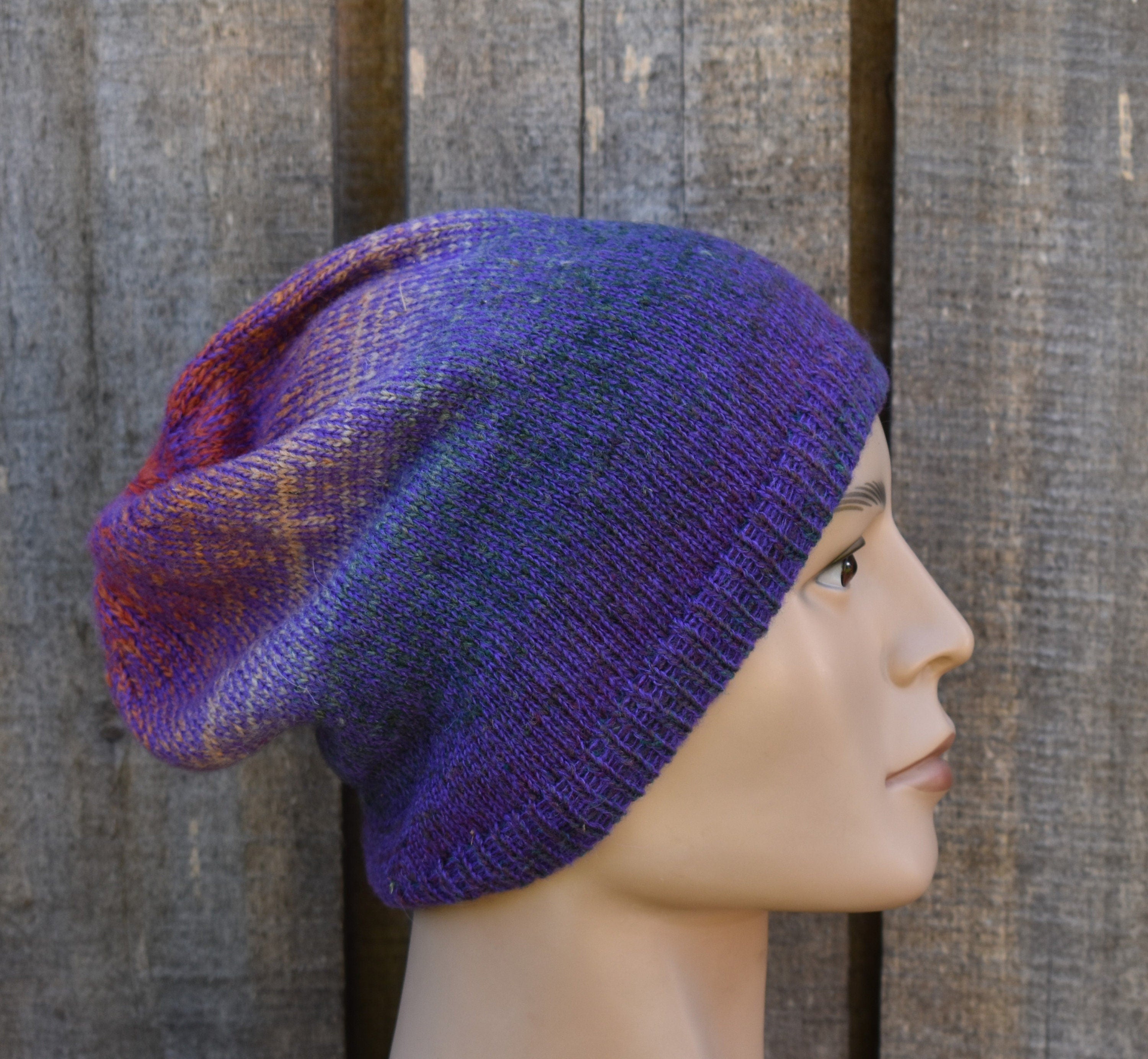 Handmade Wool Mohair Knit Beanie: Colorful Winter Hat.