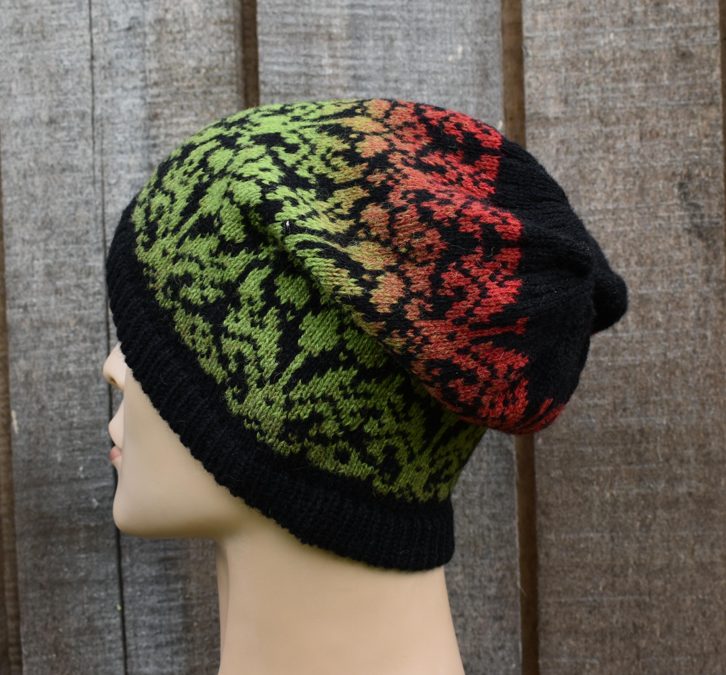 Handmade Fair Isle Wool Beanie: Scandinavian Knit Winter Hat