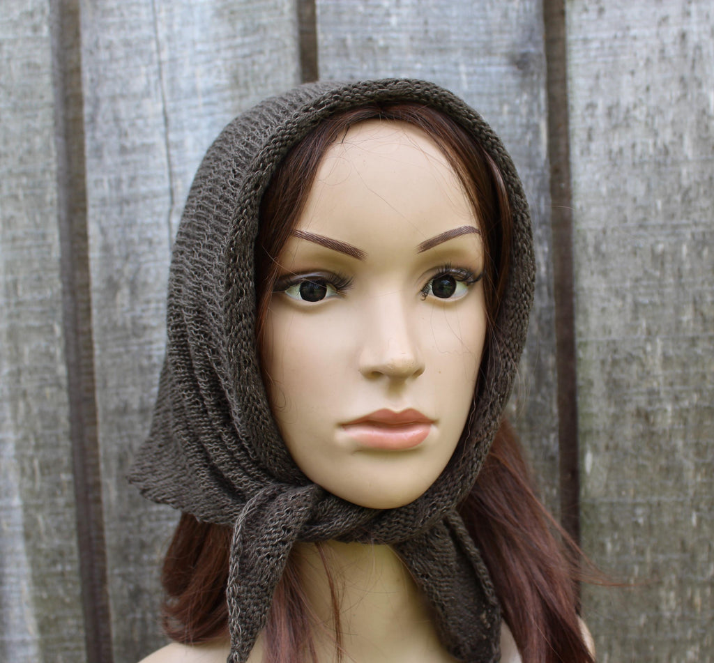 knit khaky cotton wool Kerchief / Headscarf