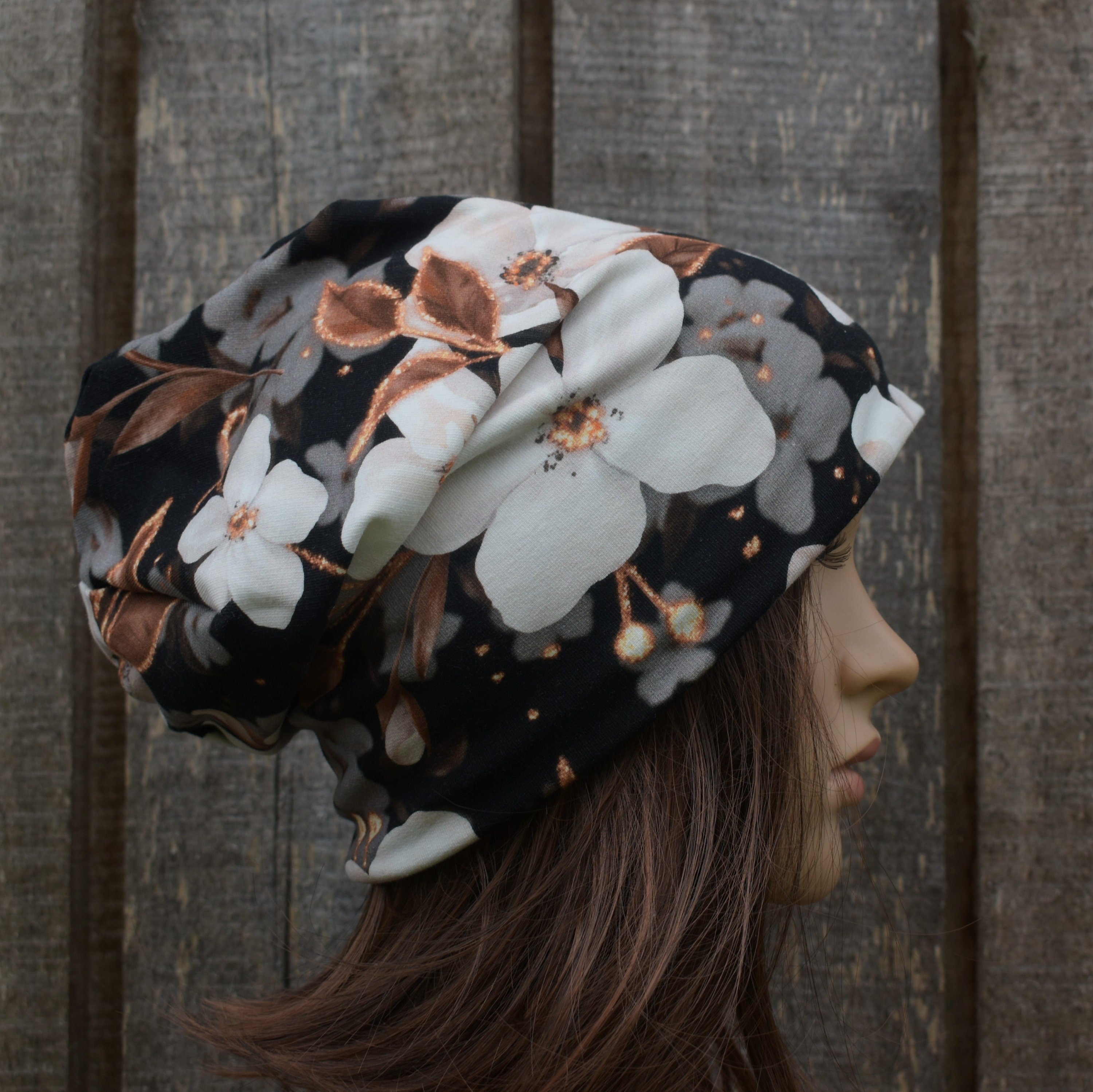 Baumwoll-Doppelbeanie, bunt gefütterte Mütze, gestrickte weiche Stretch-Mütze, Damen-Herbst-Schlupfmütze