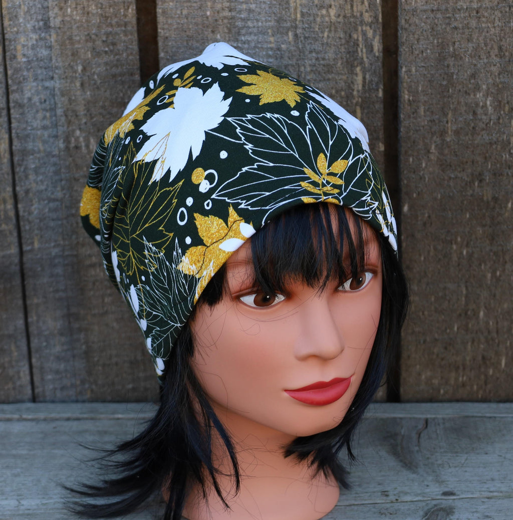 Knit cotton fabric  beanie, colorful lined  hat, sewn cap, brown hat