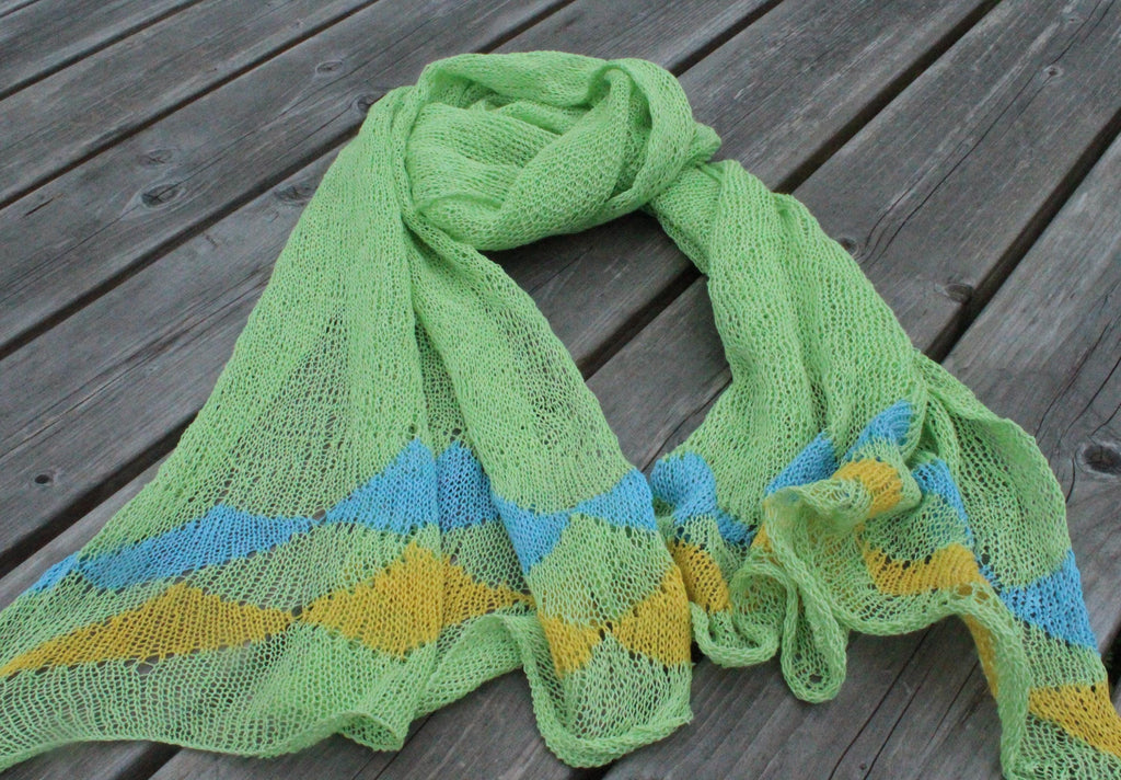 Elegant 100% Linen Knitted Lace Shawl