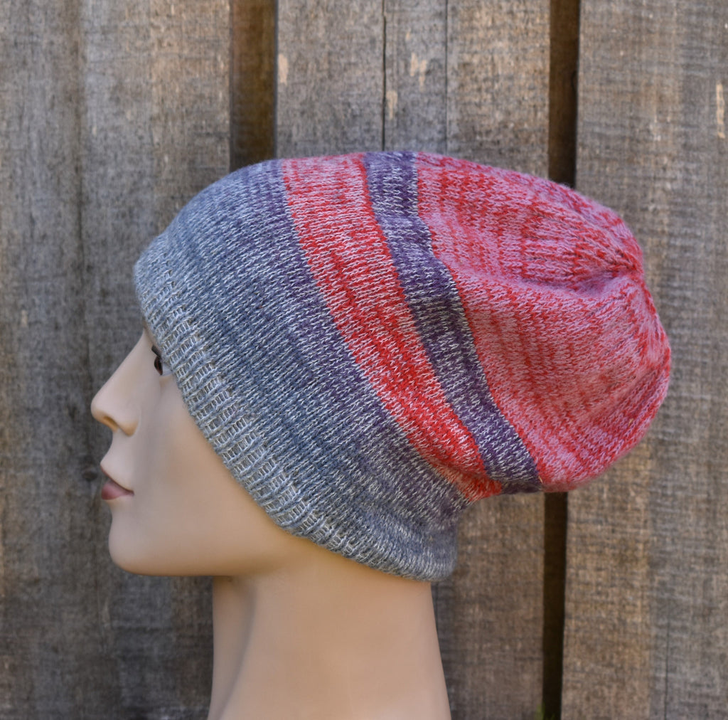 Handmade Wool Mohair Knit Beanie: Colorful Winter Hat.