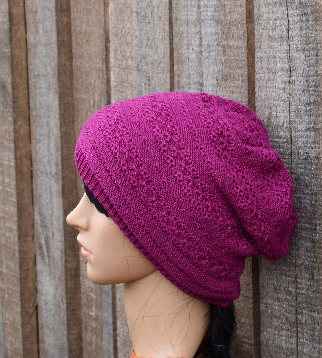 Gestrickte Baumwoll-Sommermütze, dunkelrote Baumwollmütze, Strickmütze