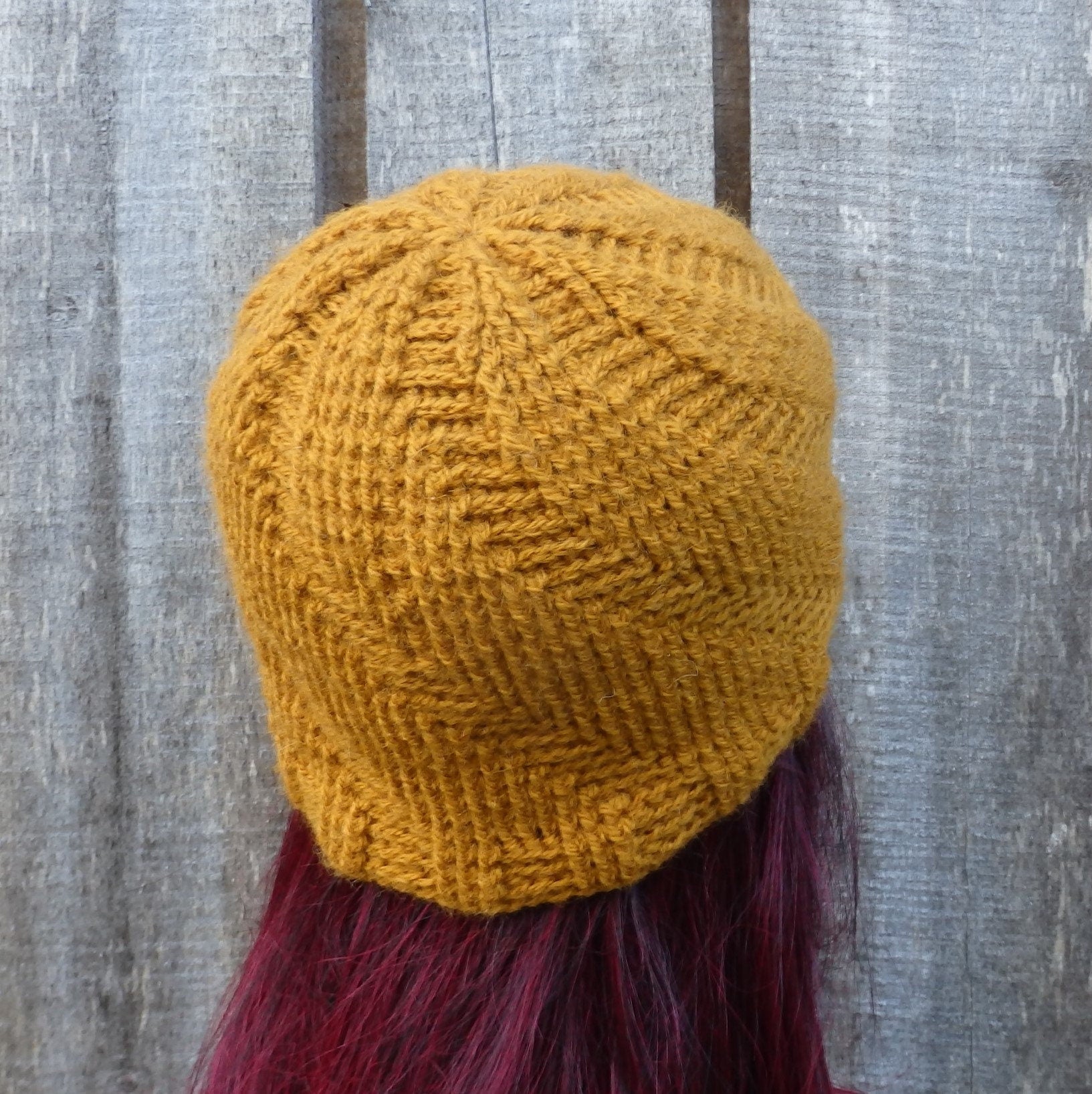 Crocheted orange women beanie hat, Handmade ribbed cap, mid season beanie