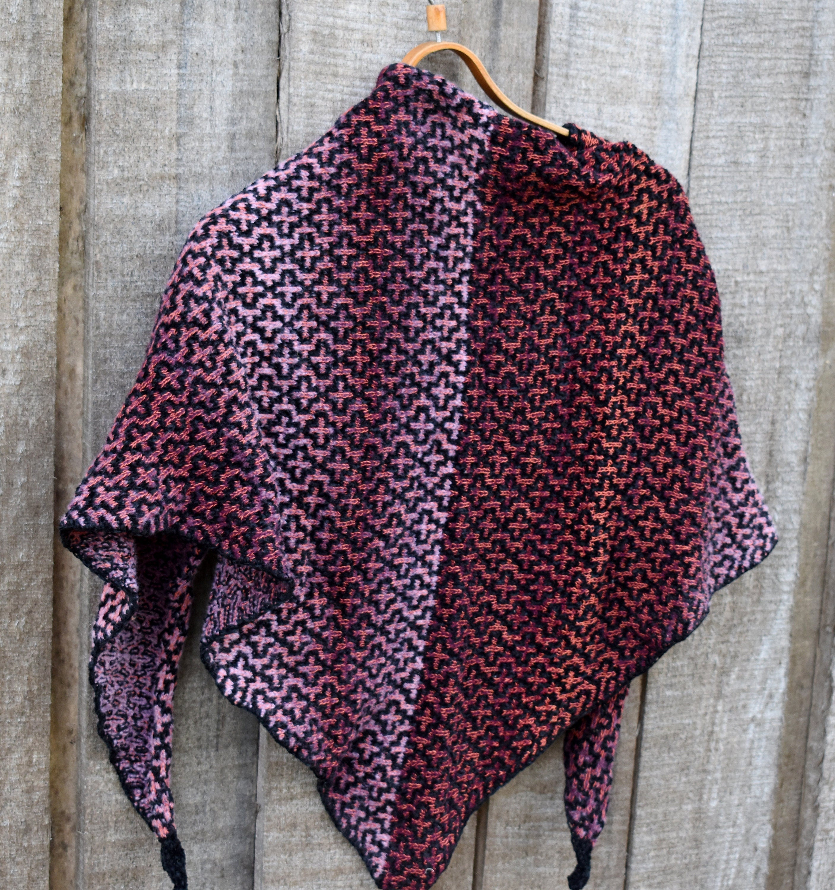 Hand-knitted triangle shawl, warm kerchief.