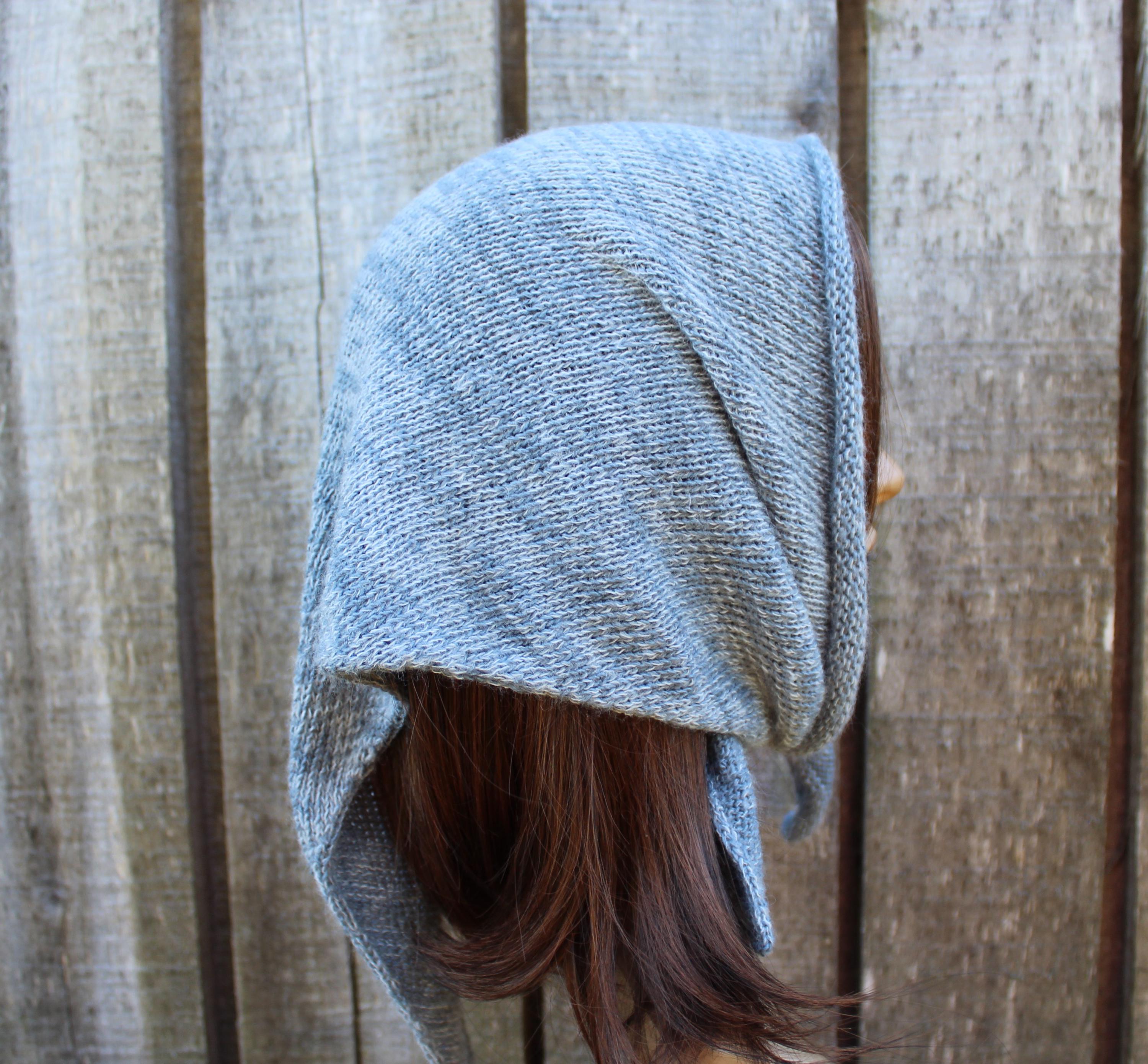 knit gray cotton mohair Kerchief / Headscarf
