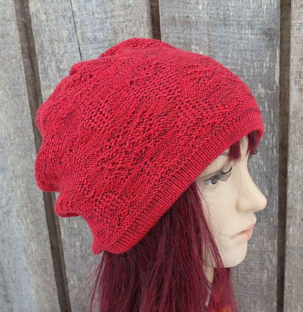 knit black cotton hat, knitted thin lace summer hat